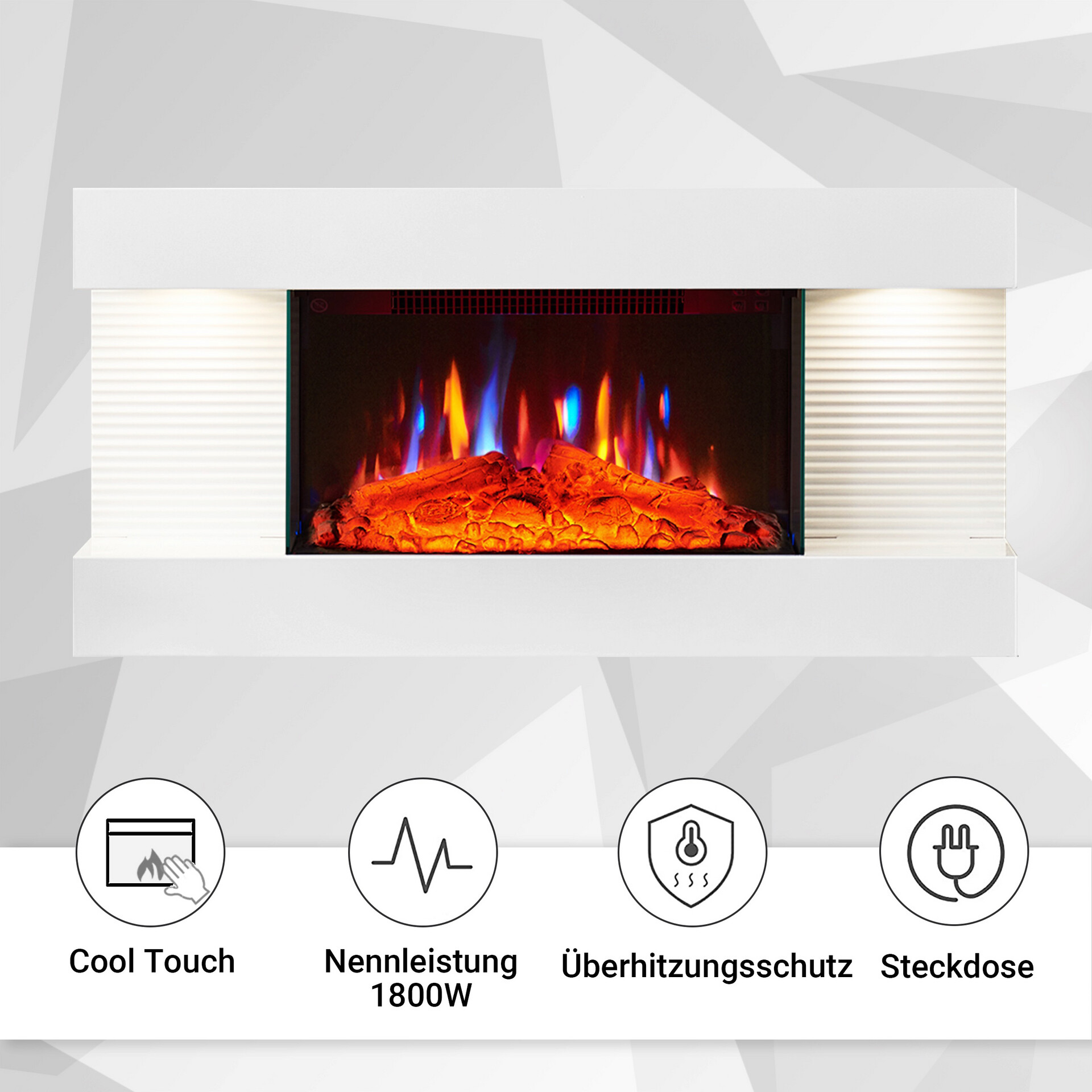 Balderia Elektrischer-Kamin weiß Metall B/H/T: ca. 82x41,8x21,6 cm