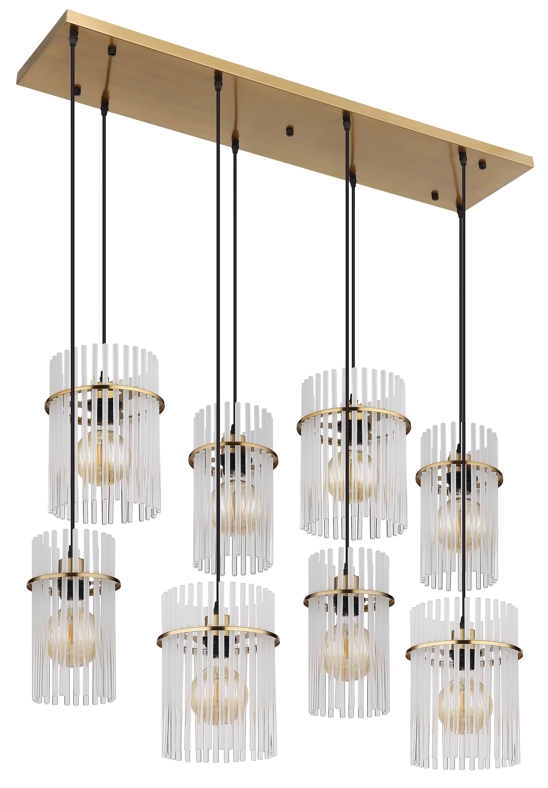 GLOBO Hängeleuchte klar Opal gold Metall Glas B/H/L: ca. 38x125x110 cm E27 8 Brennstellen