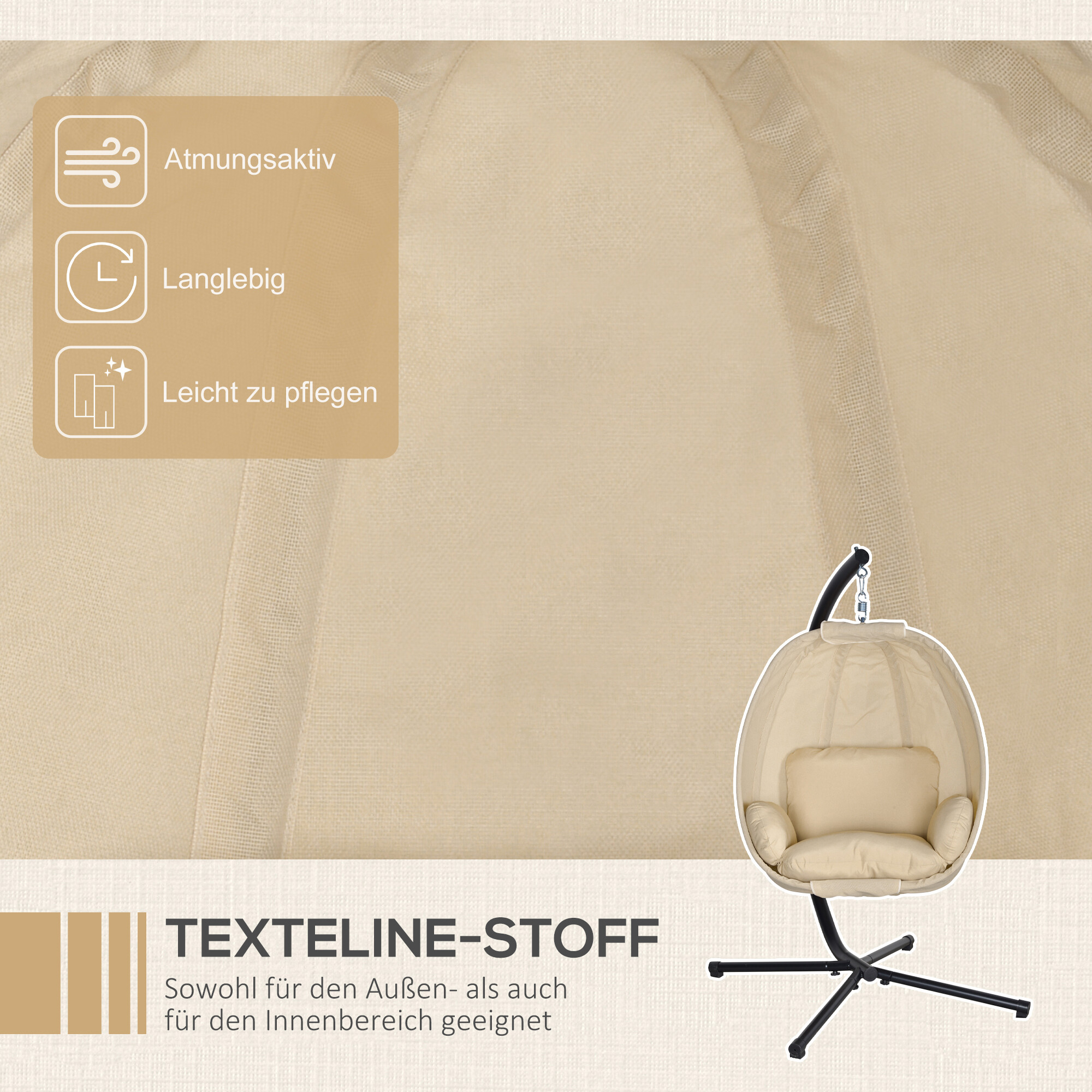 Outsunny Hängesessel khaki Polyester B/H/L: ca. 95x170x125 cm