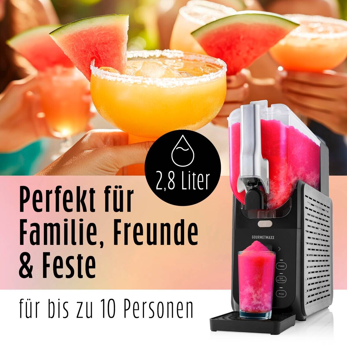 GOURMETmaxx Slushy Ice Maker 19174 schwarz Kunststoff B/H/L: ca. 23x50,5x50 cm