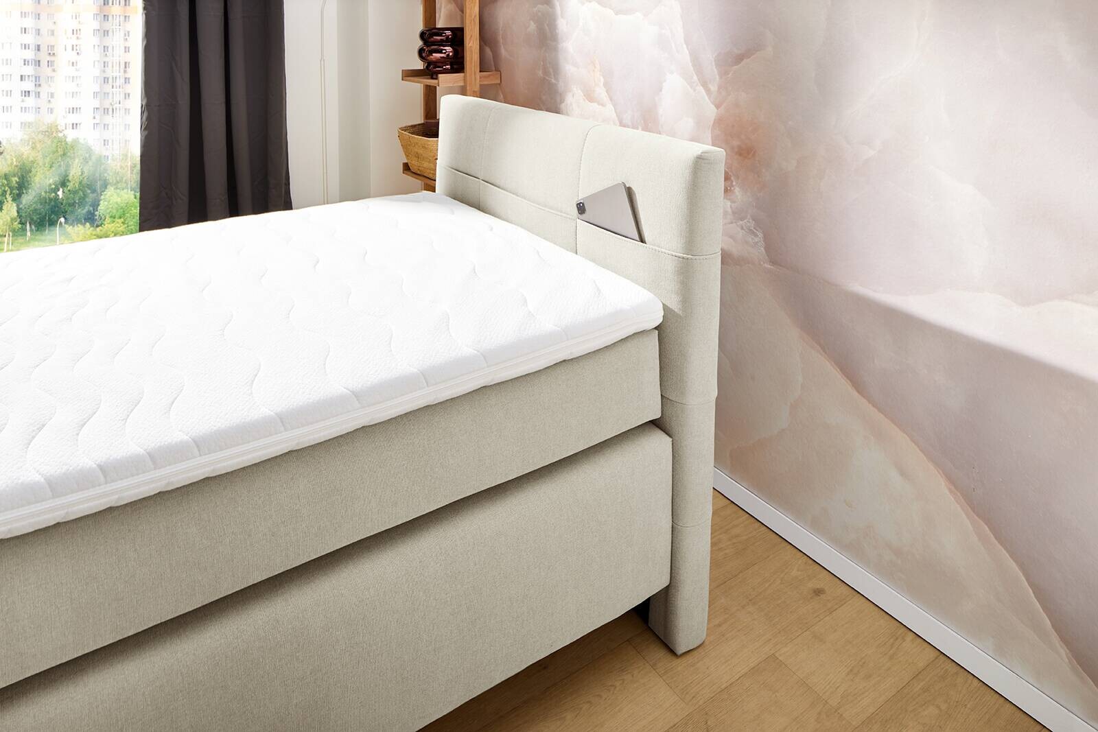 Boxspringbett  beige Liegefläche B/L: ca. 100x200 cm