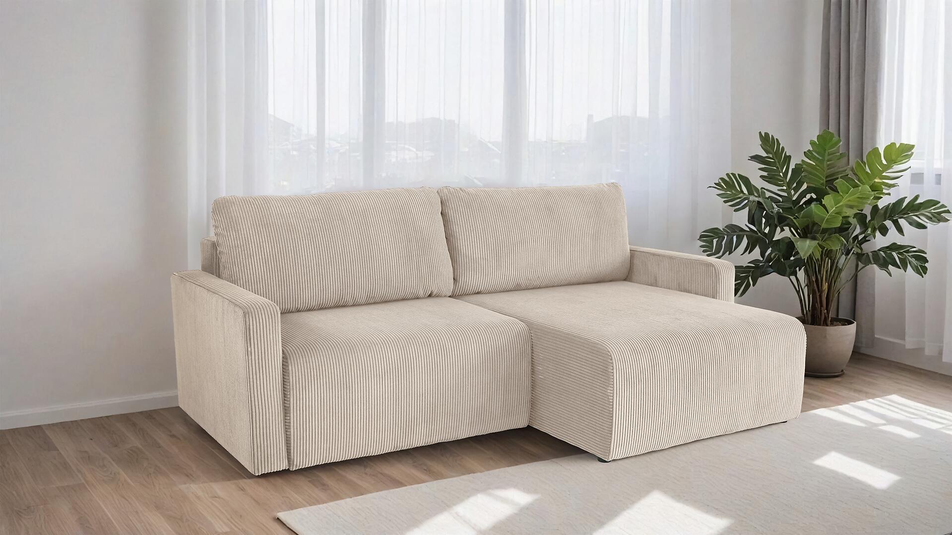 Ecksofa mit Bettfunktion und Bettkasten Microfaser B/H/T: ca. 227x92x146 cm