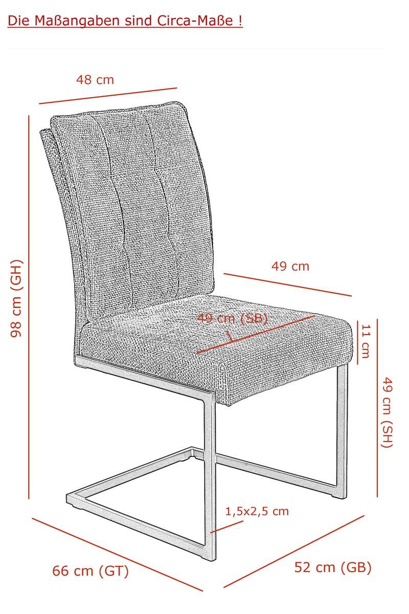 Schwingstuhl Olivia, 2er-Set anthrazit Microfaser Webstoff B/H/T: ca. 52x98x66 cm
