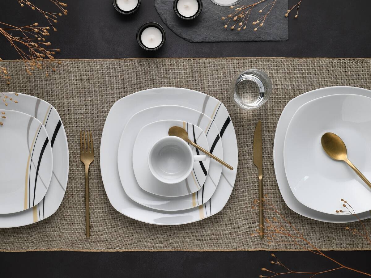 CreaTable Kombiservice Square City Line weiß Porzellan 30 tlg.