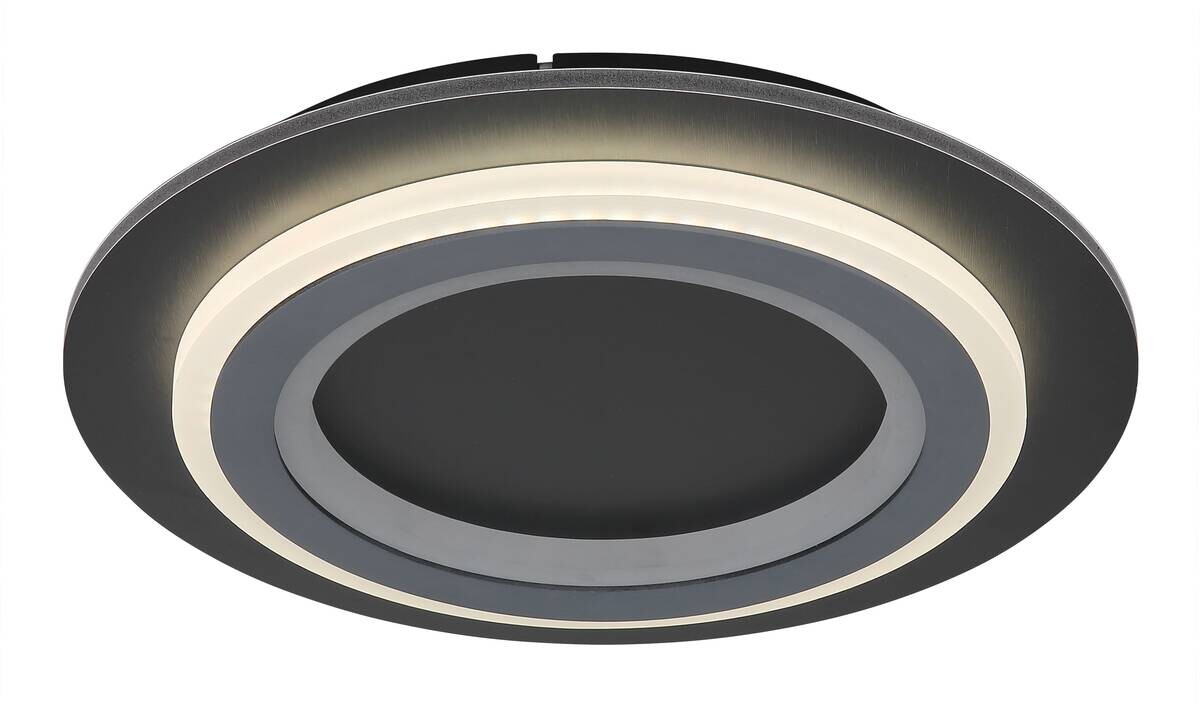 GLOBO LED-Deckenleuchte mattschwarz Opal grau Metall Kunststoff Acryl H/D: ca. 5,5x34 cm 1 Brennstellen