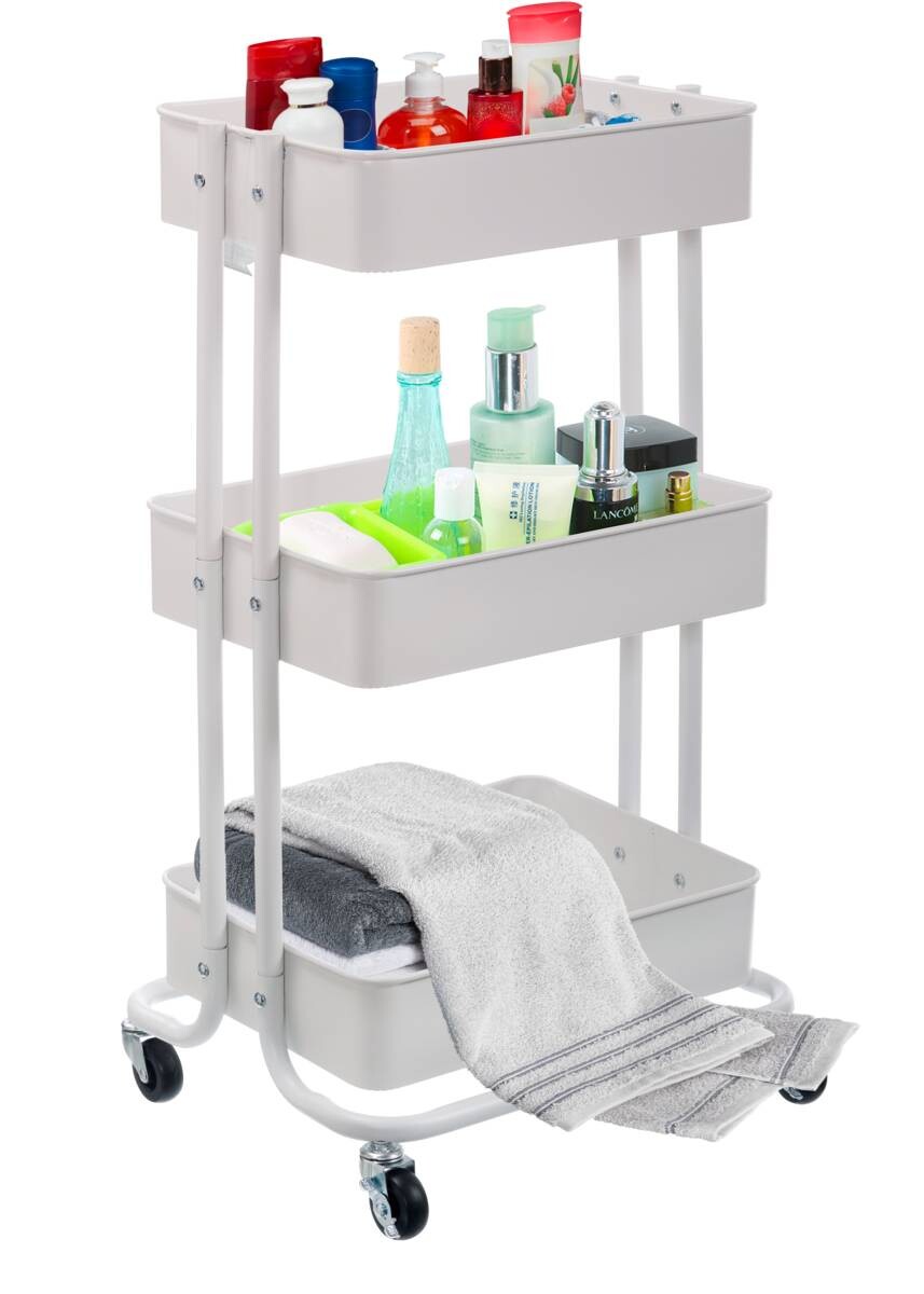 Rollwagen weiß Metall B/H/T: ca. 44x76x33 cm Rollwagen weiß Metall B/H/T: ca. 44x76x33 cm