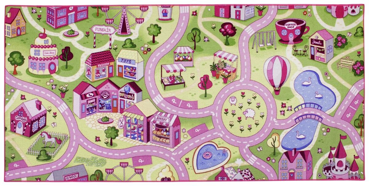 Kinderteppich Sweet Town pink B/L: ca. 95x200 cm Kinderteppich Sweet Town pink B/L: ca. 95x200 cm