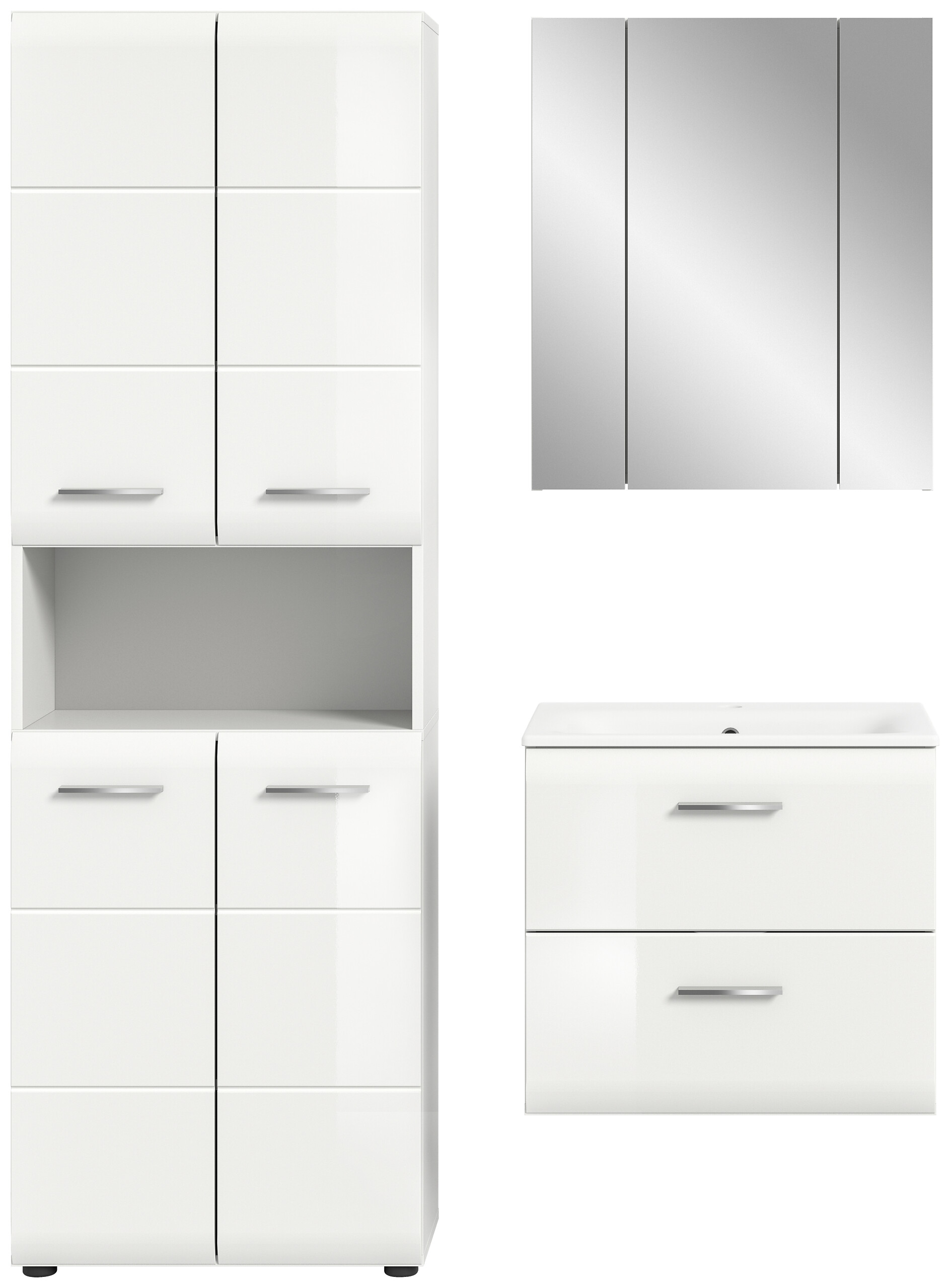 Badezimmer-Set Ice weiß weiß Hochglanz B/H/T: ca. 135x185x46 cm