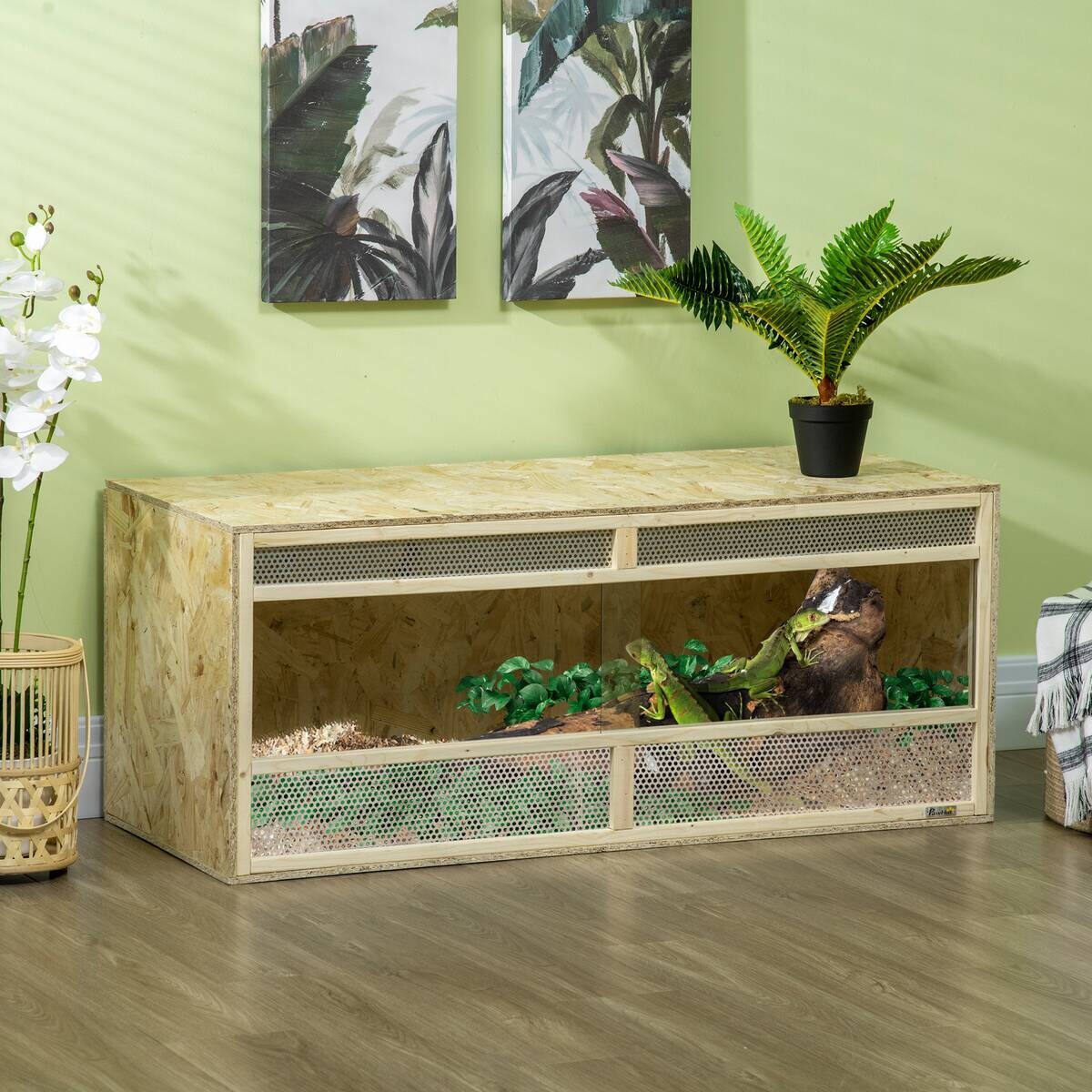 PawHut Holz-Terrarium natur Holz B/H/L: ca. 50x50x120 cm