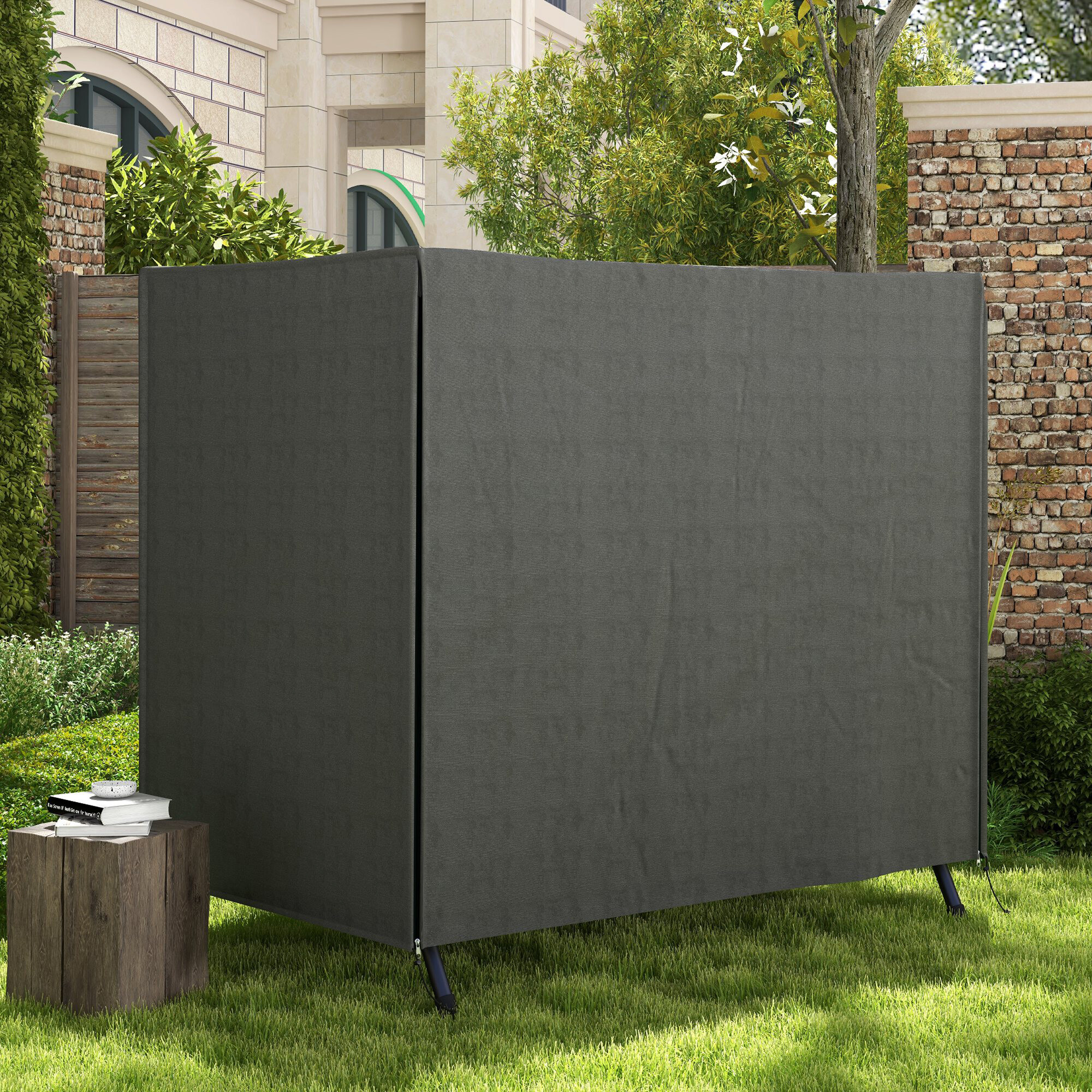 Outsunny Abdeckplane dunkelgrau Polyester B/H/L: ca. 114x152x177 cm