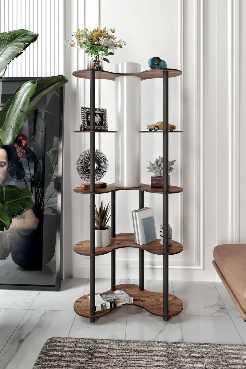 Opviq Stehleuchte nussbaum PVC MDF B/H/T/L/D: ca. 17x150x17x17x17 cm E27 1 Brennstellen