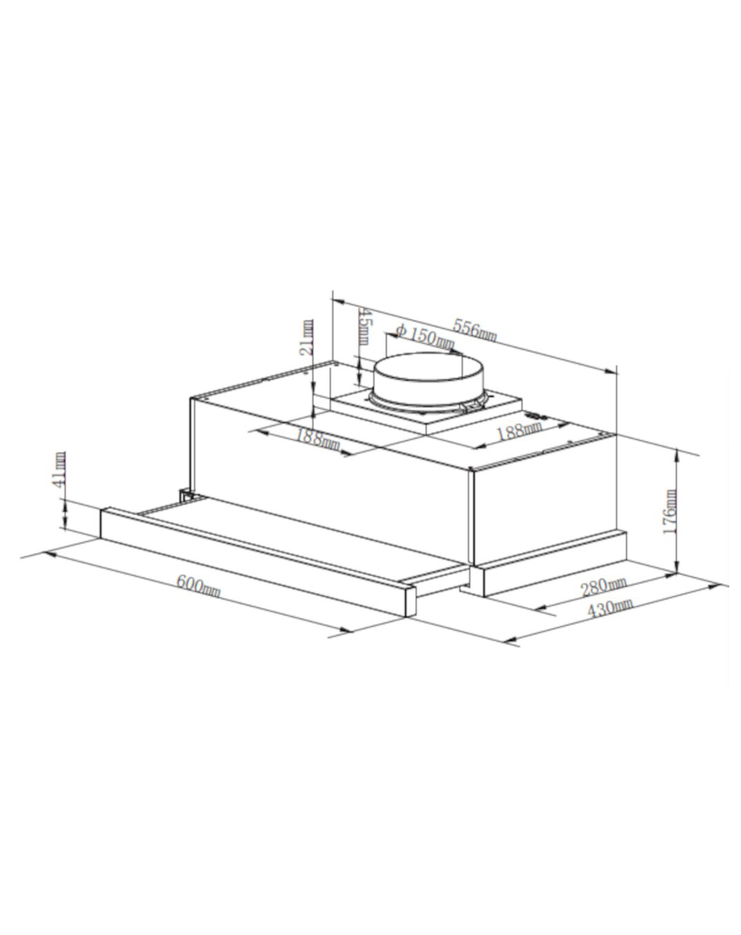 PKM Dunstabzugshaube UBH6002-2H silber B/H/T: ca. 59,8x17,6x28 cm