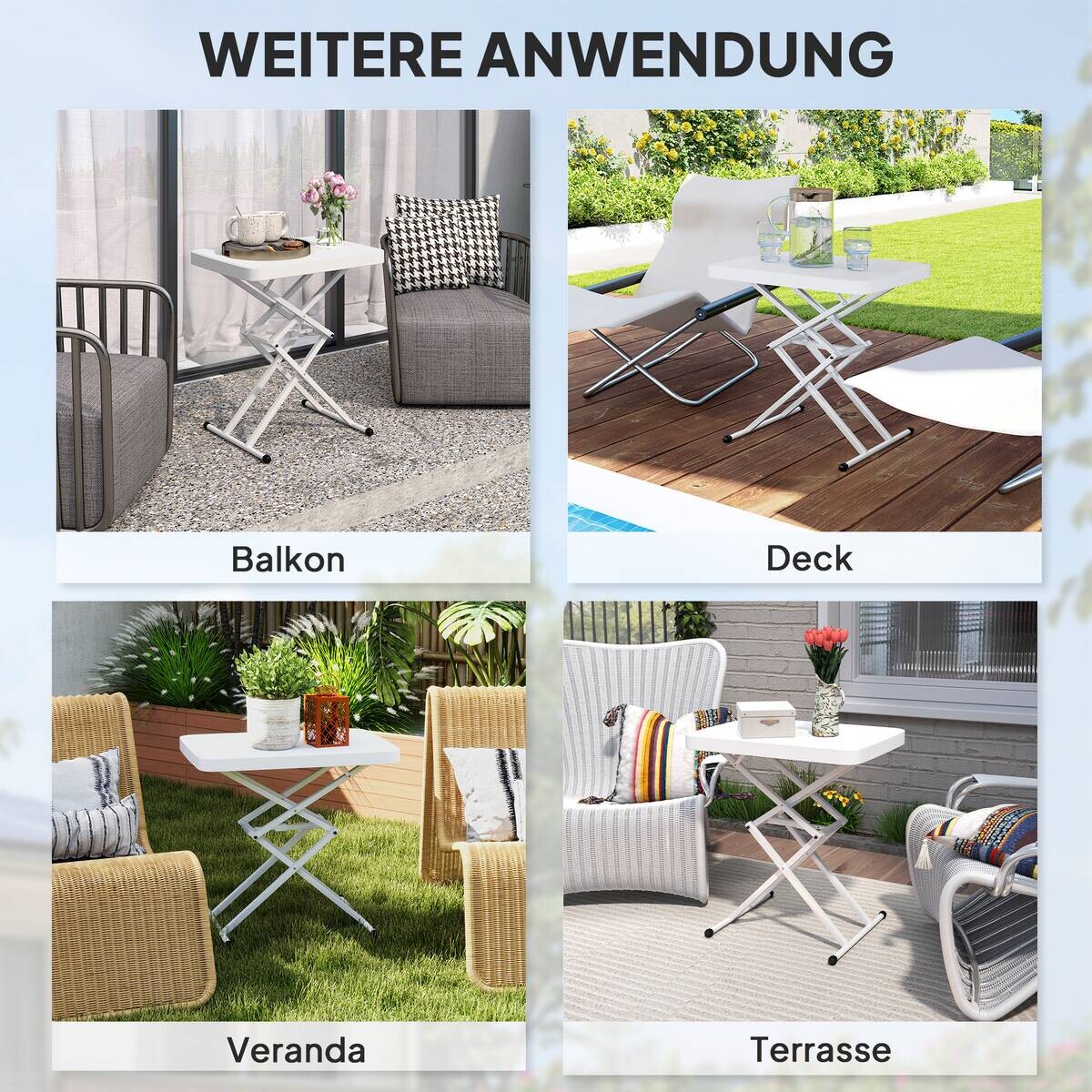 Outsunny Couchtisch weiß Metall B/H/L: ca. 45x70x65 cm