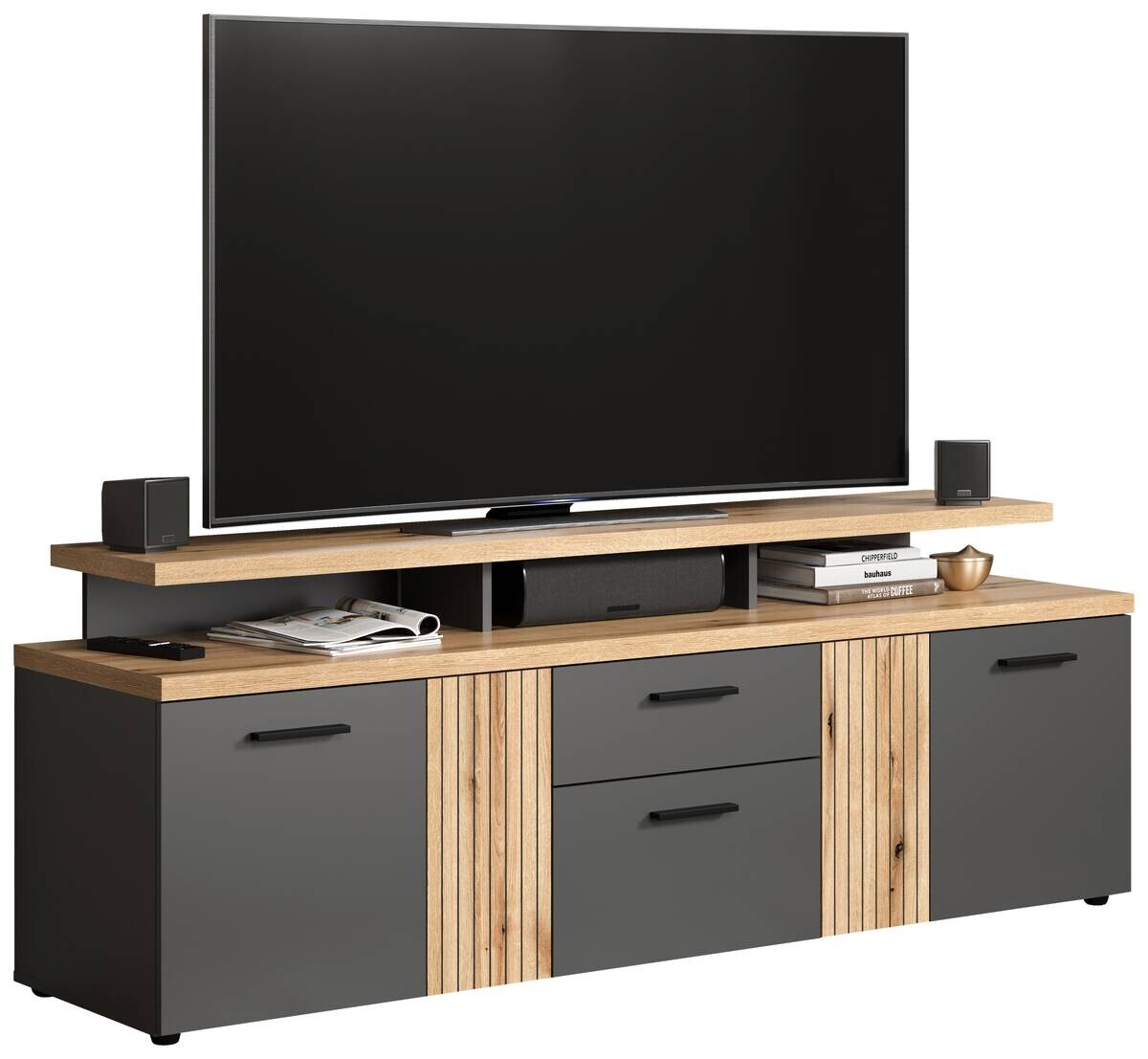 TV-Lowboard Esteban Eiche Evoke Oak Nachbildung anthrazit B/H/T: ca. 180x66x47 cm