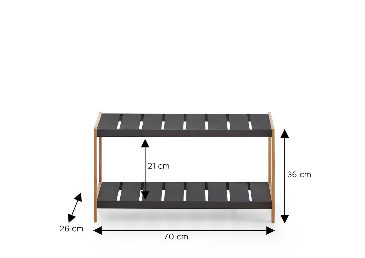 Schuhregal natur schwarz B/H/T: ca. 70x36x26 cm