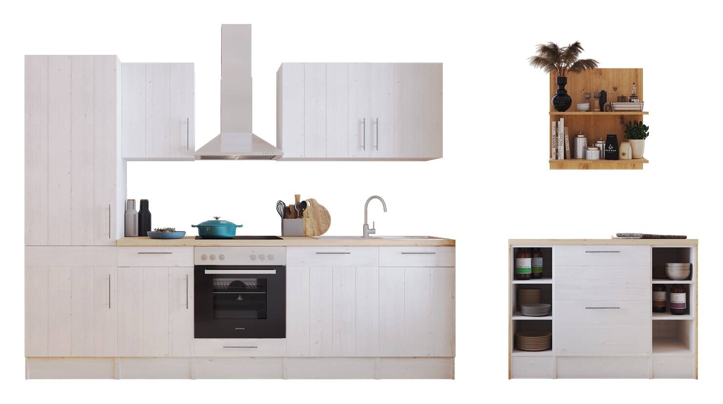 Respekta Inselküche Anton Eiche Wildeiche Nachbildung B/H/T: ca. 280x211x60 cm