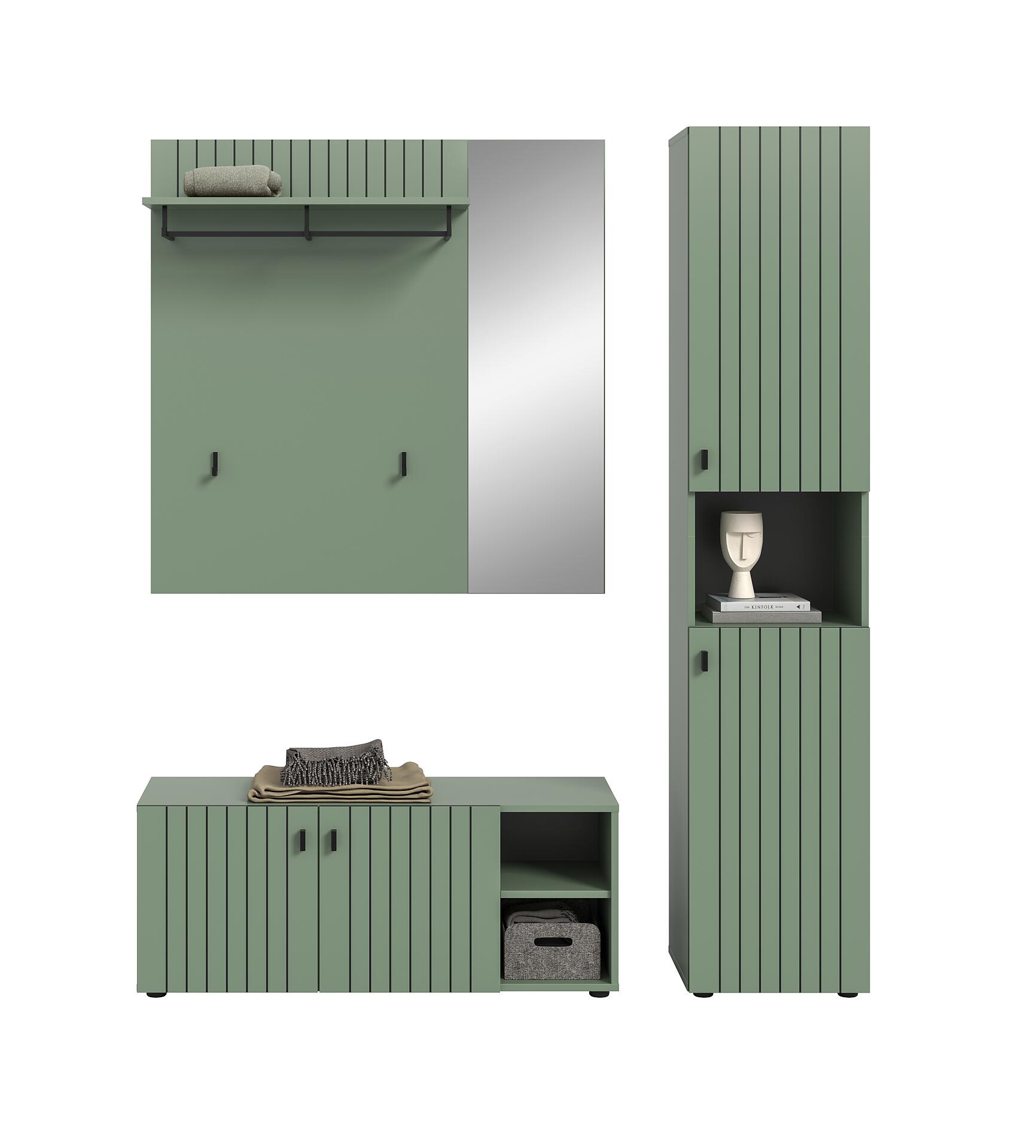 Garderobenset STATION grün B/H/T: ca. 161x192x37 cm