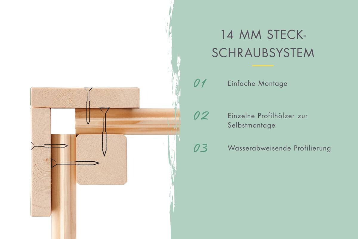 Karibu Gartenhaus Tony 0 grau B/H/T: ca. 182x219x126 cm