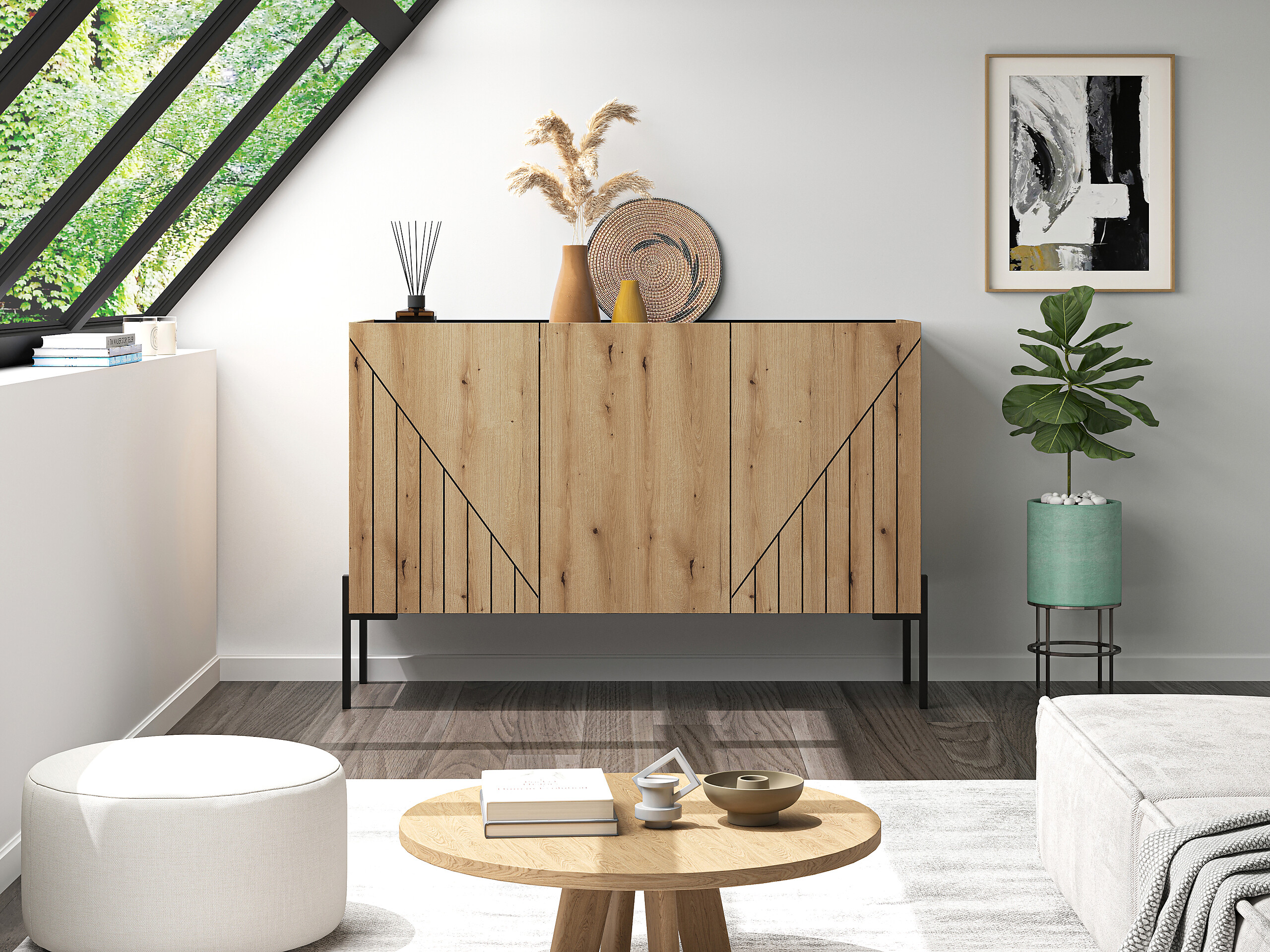 Sideboard Neo Evoke Oak Nachbildung schwarz B/H/T: ca. 120x81x40 cm