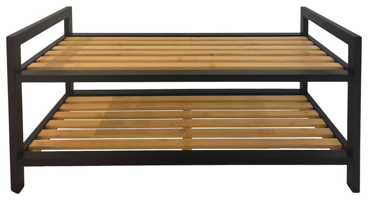 Schuhregal Julia schwarz natur Bambus B/H/T: ca. 70x32x30 cm