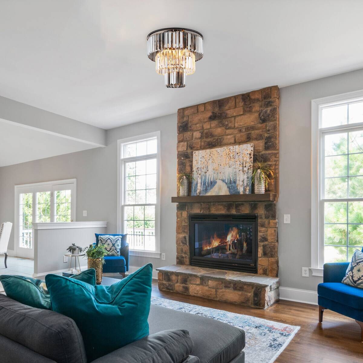 GLOBO Deckenleuchte Naxis schwarz Metall Glas H/D: ca. 33x40 cm E27 3 Brennstellen