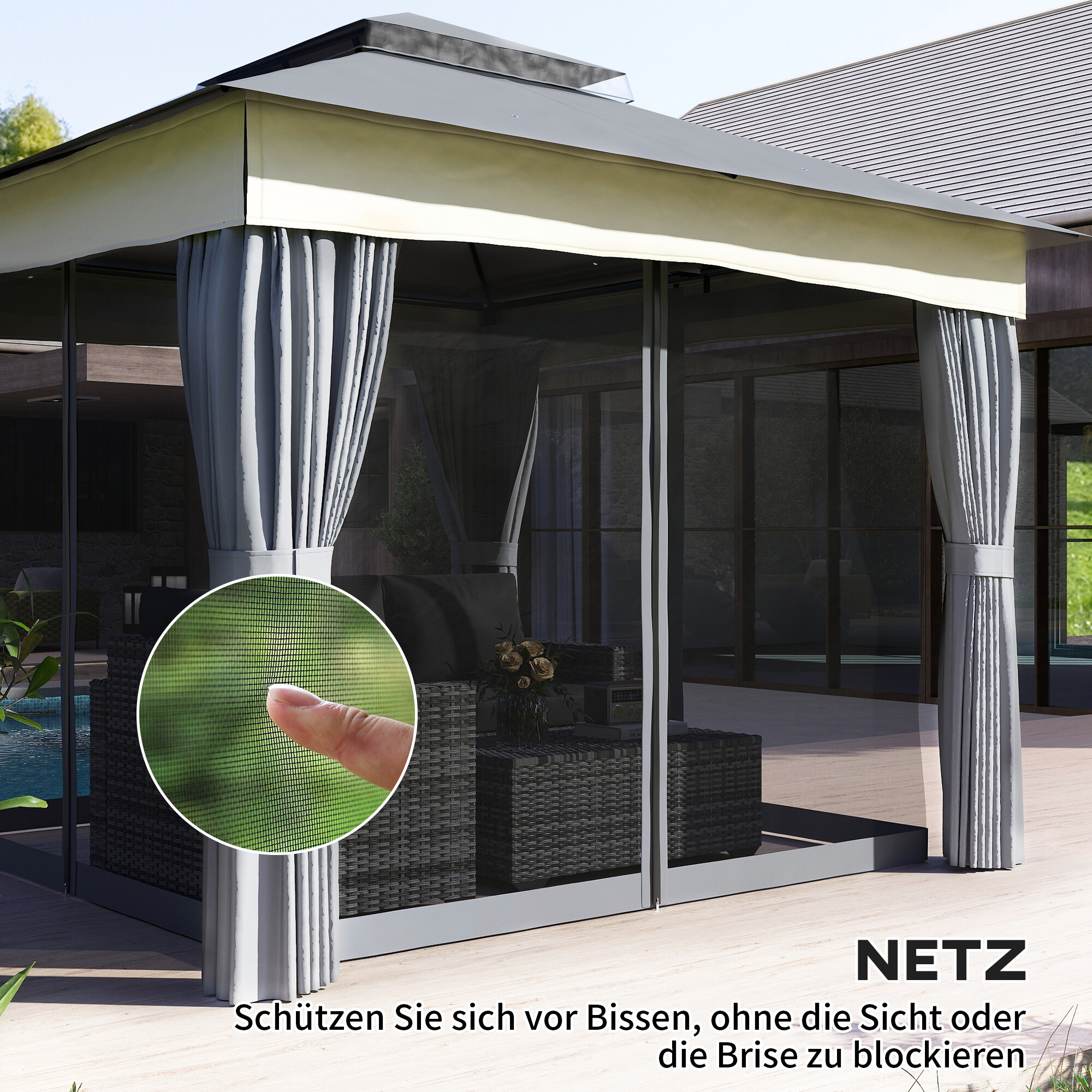 Outsunny Pavillon dunkelgrau Polyester B/H/L: ca. 306x269x306 cm