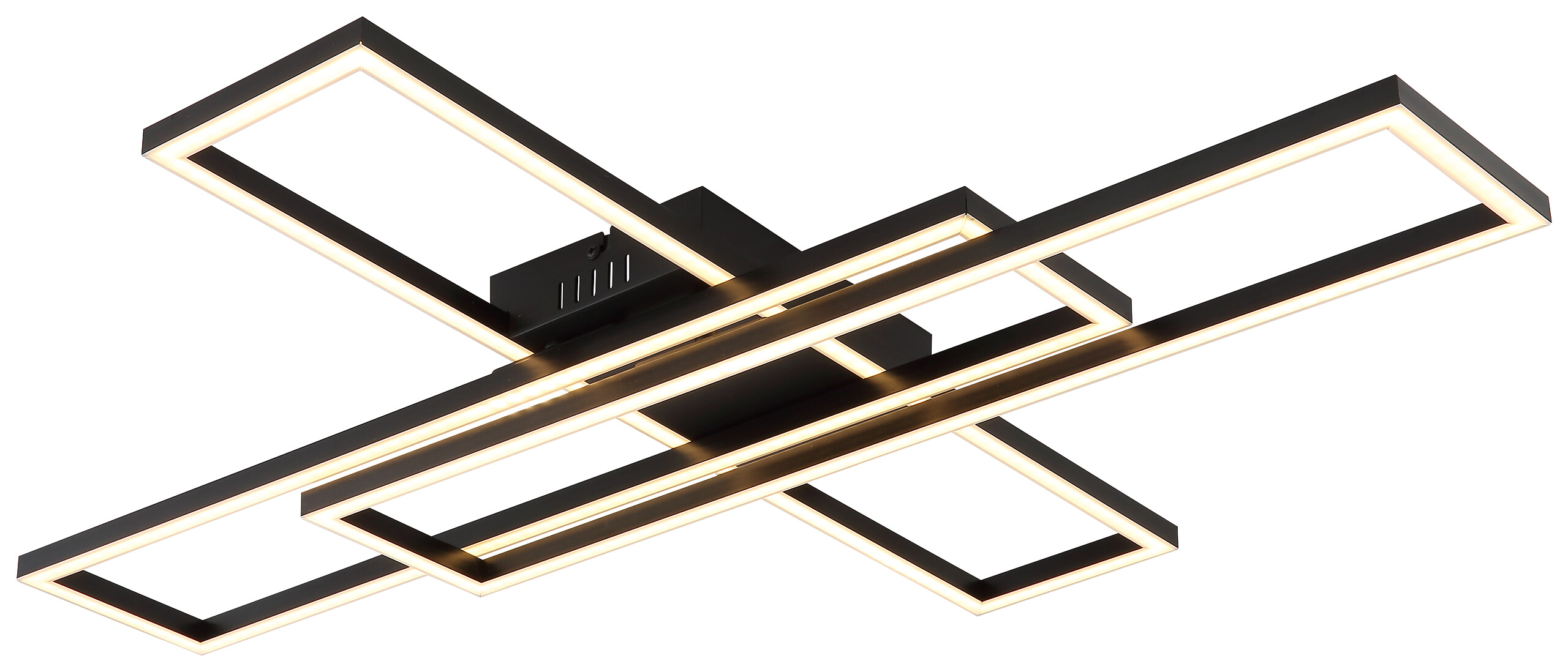 GLOBO TED-Deckenleuchte Opal mattschwarz Kunststoff B/H/L: ca. 60x7,4x80 cm 1 Brennstellen