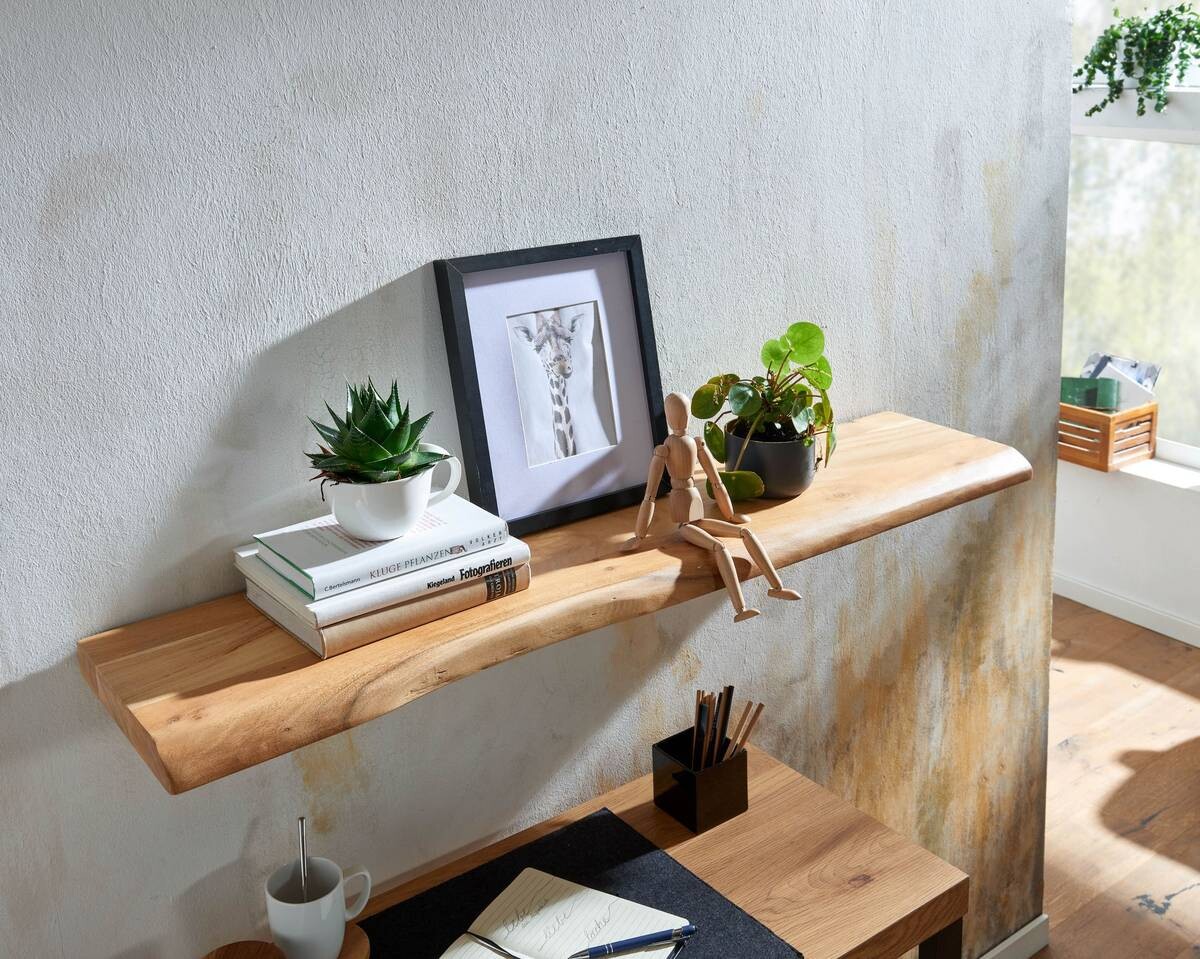 Wandregal braun Holz B/H/T: ca. 120x4x26 cm