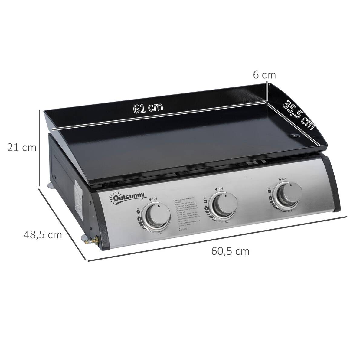 Outsunny Gasgrill Metall B/H/L: ca. 48x21x63 cm