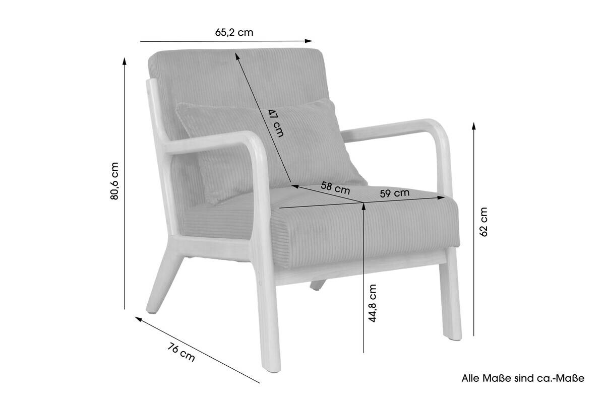 Sessel NOHR natur grau B/H/T: ca. 65,2x80,6x76 cm