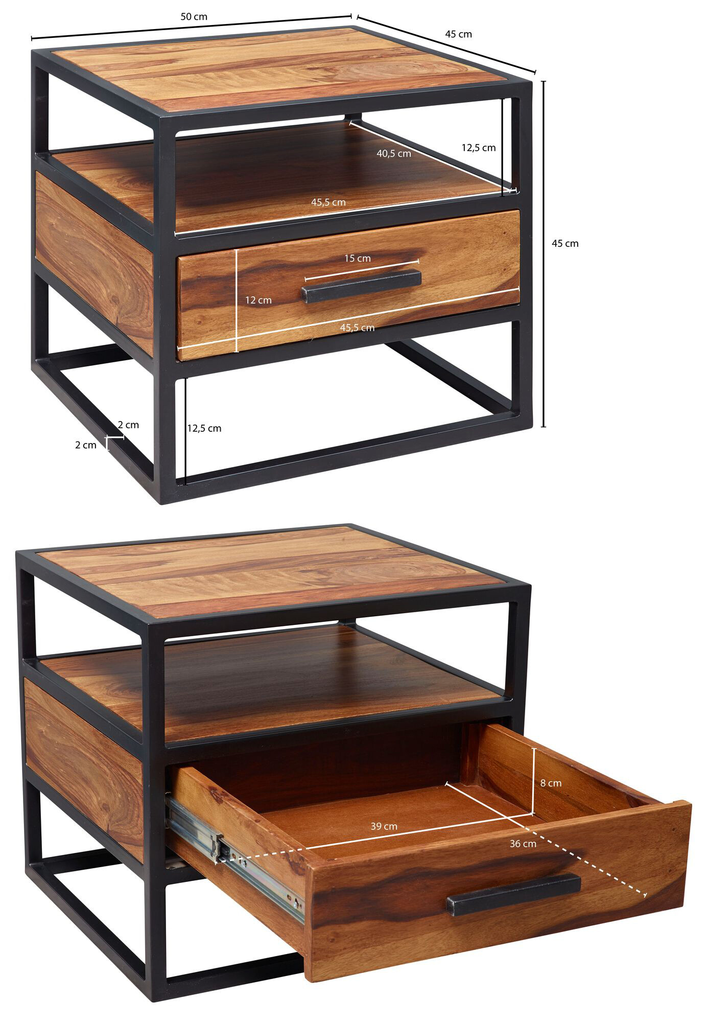 Nachtkonsole braun B/H/T: ca. 45x45x50 cm