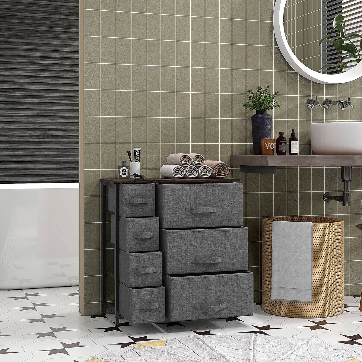 HOMCOM Aufbewahrungsregal dunkelgrau Edelstahl B/H/L: ca. 30x63,5x71 cm