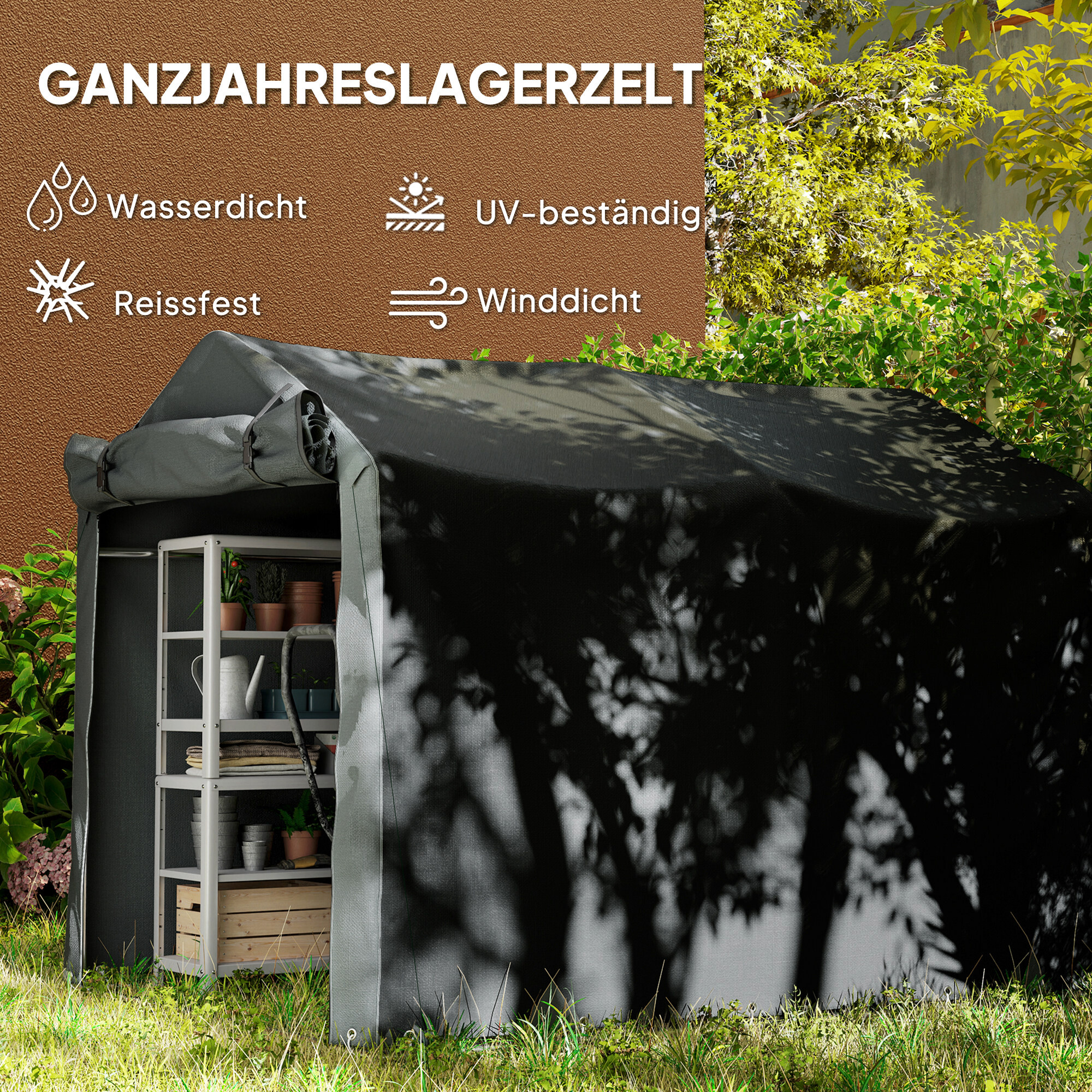 Outsunny Gerätezelt schwarz Polyethylen B/H/L: ca. 157x165x220 cm