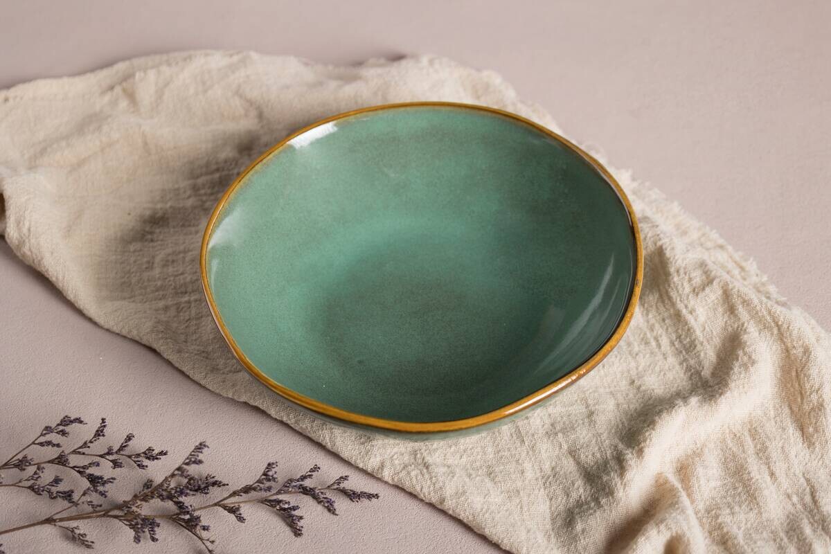 Teller grün Steinzeug D: ca. 18,5 cm