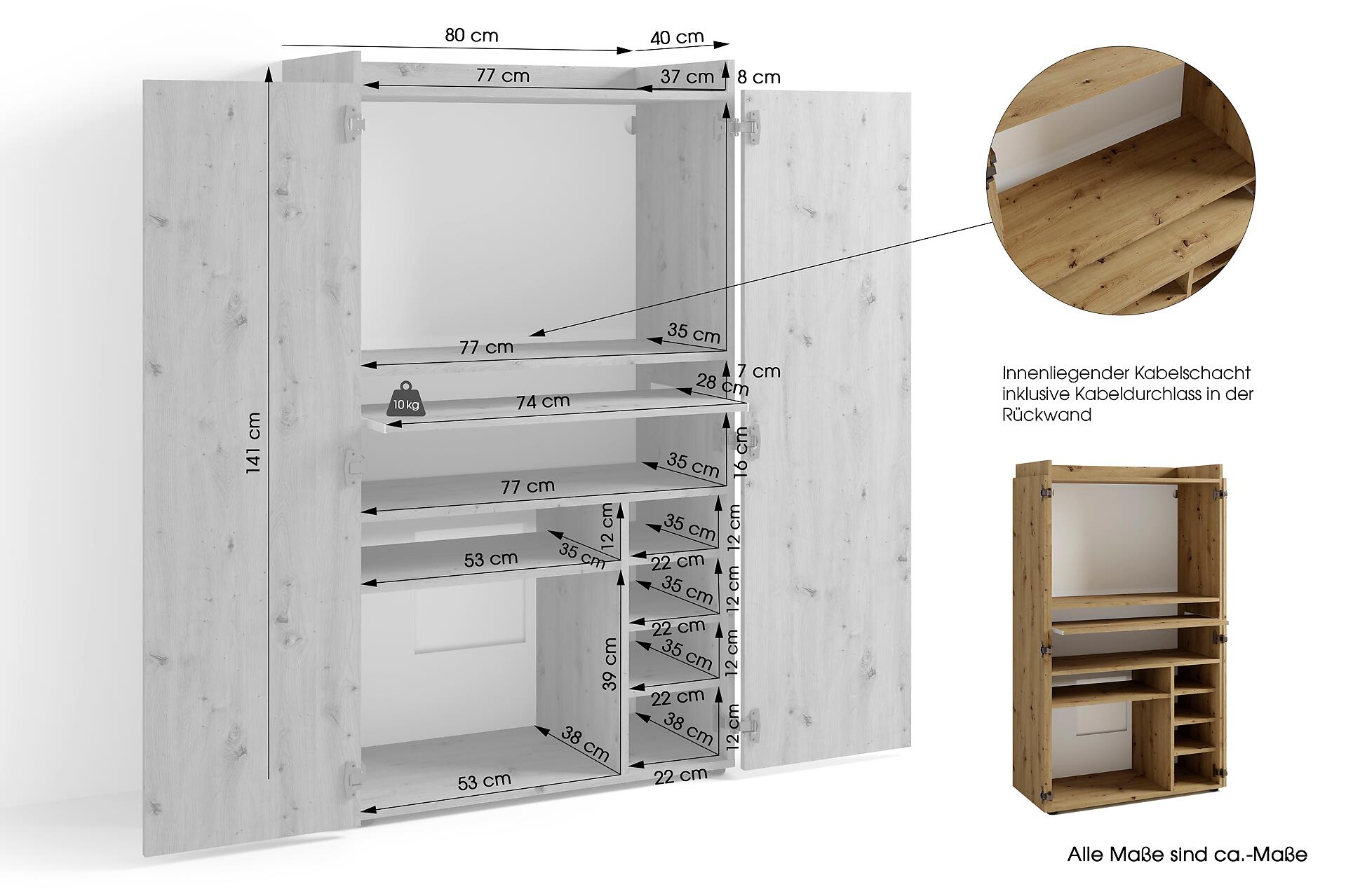 Sekretär JANNE Eiche B/H/T: ca. 80x141x40 cm