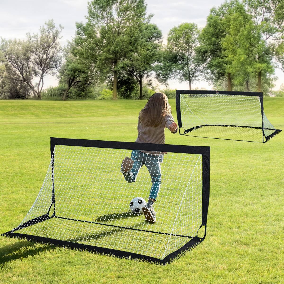 HOMCOM Fußballtor schwarz B/H/T: ca. 90x89x86 cm