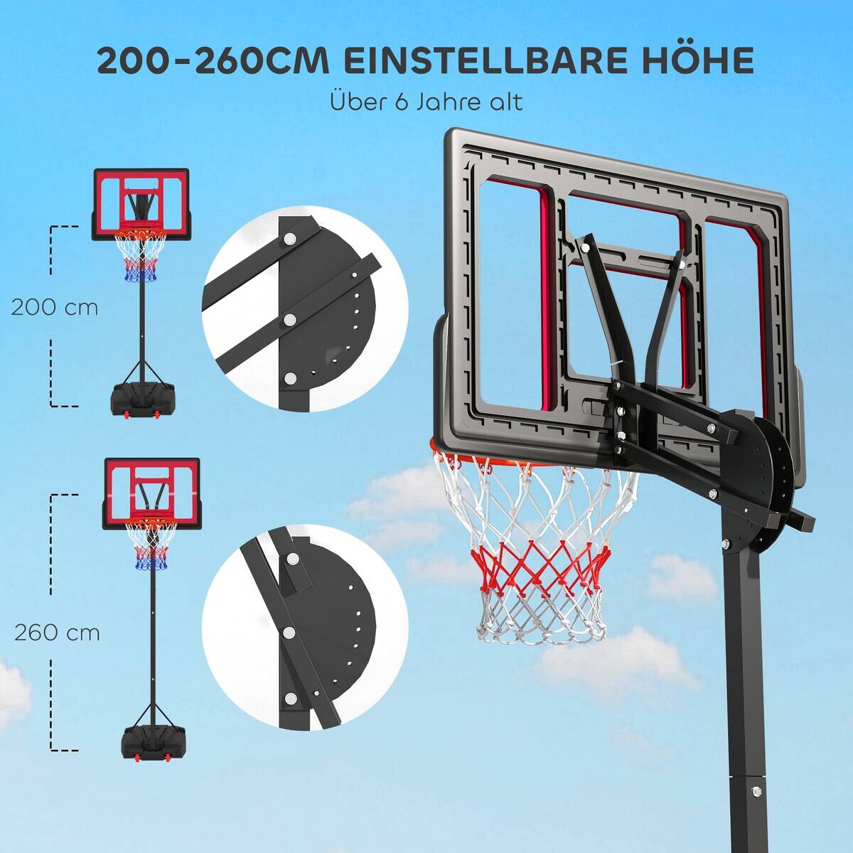 AIYAPLAY Kinder Basketballkorb rot B/H/L: ca. 2x310x83 cm