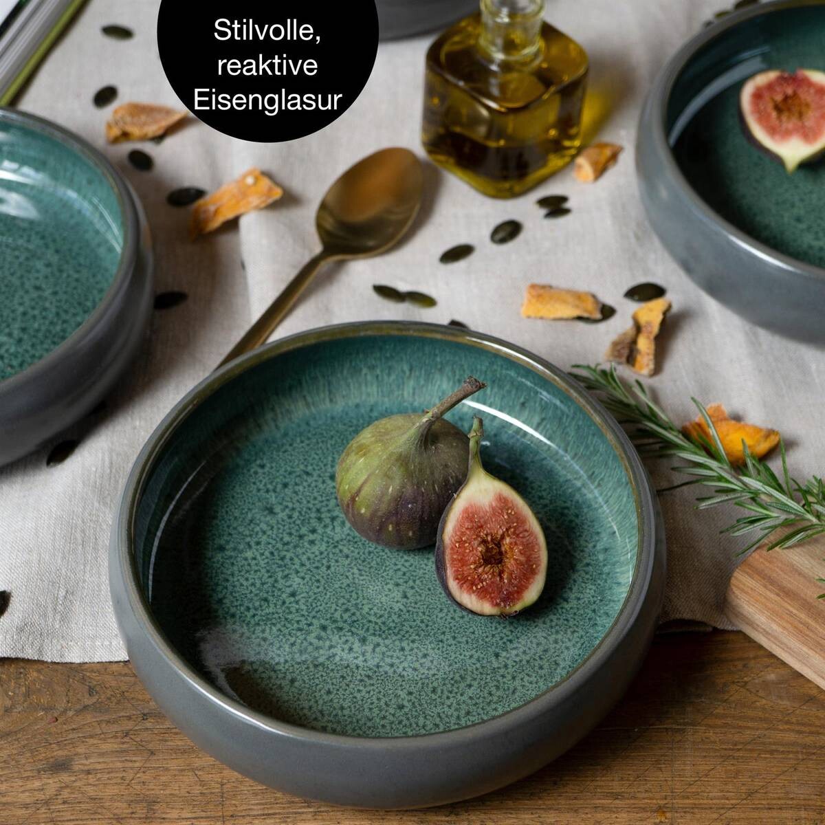 Moritz & Moritz Essteller tief grün Steinzeug H/D: ca. 5x19 cm