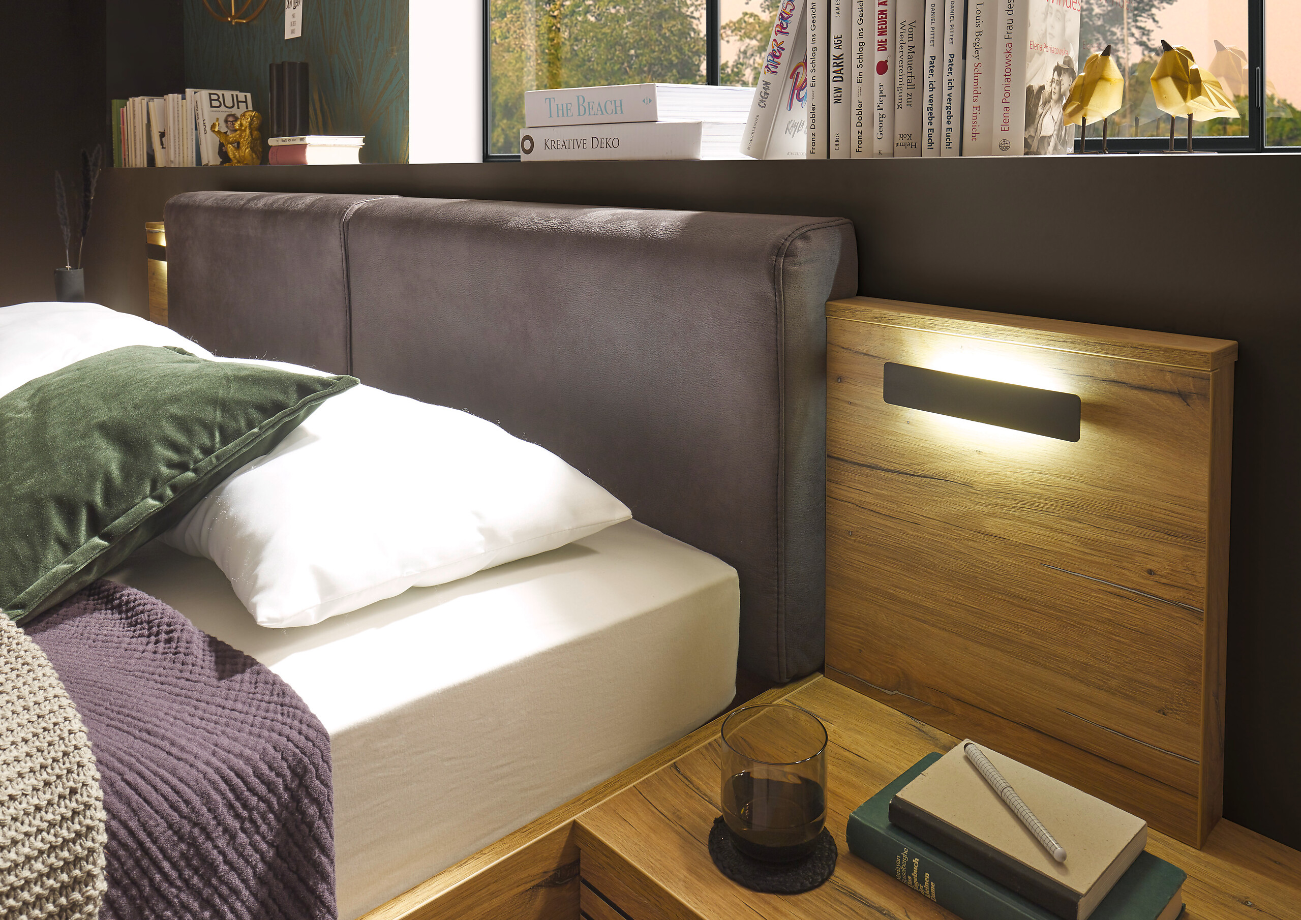 Bett Trattino Oak Flagstaff Optik B/H/T: ca. 295x93x212 cm