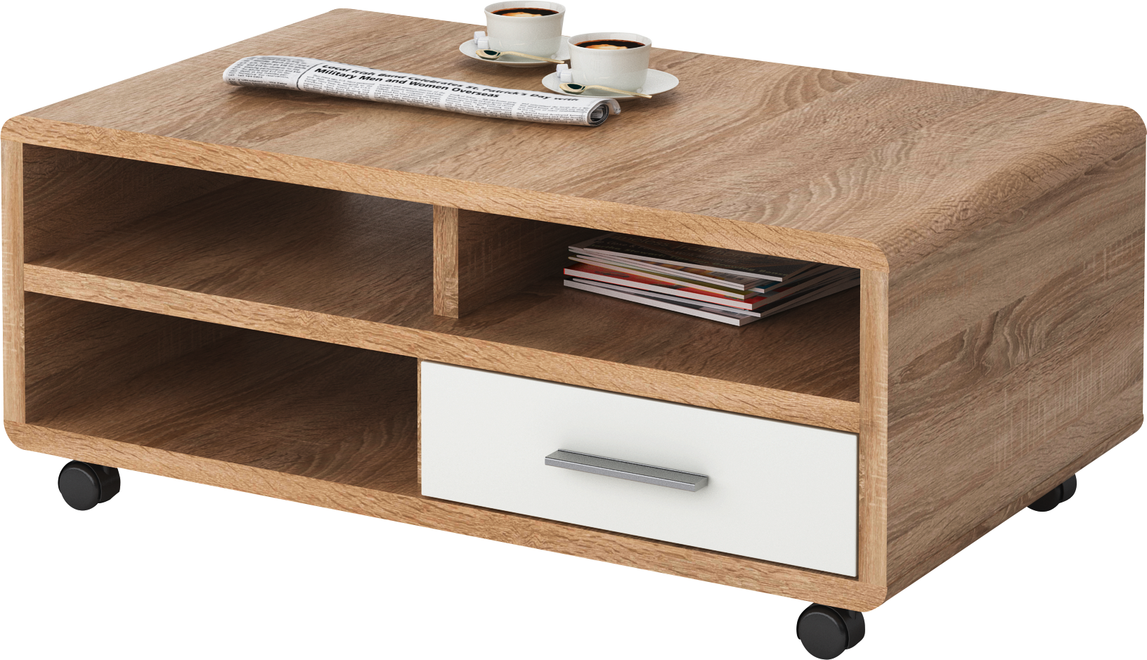 Couchtisch Miami Eiche Sonoma weiß B/H/T: ca. 100x41x60 cm