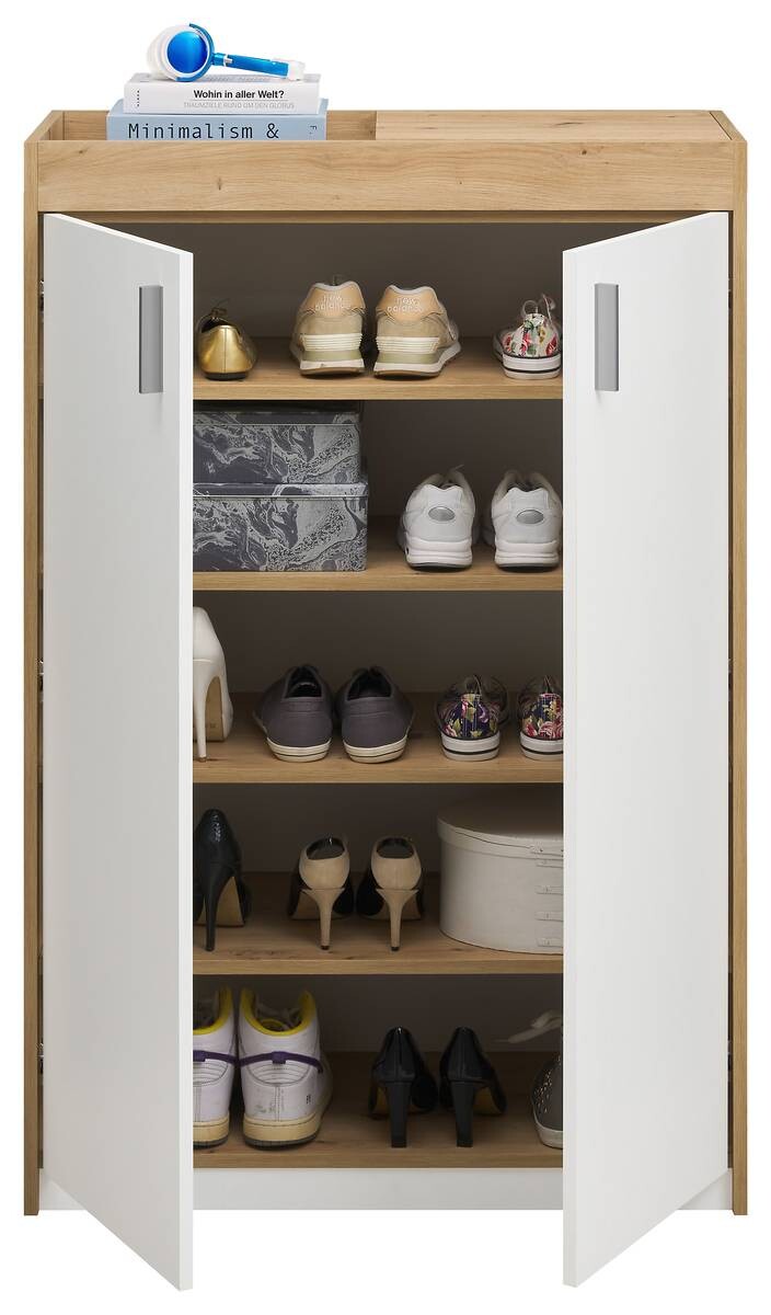 Schuhkommode Paris Eiche Sonoma Nachbildung weiß B/H/T: ca. 84x126x38 cm