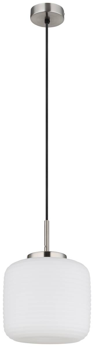 GLOBO Pendelleuchte nickel matt schwarz Opal Metall Glas H/D: ca. 130x24 cm 1.0 Brennstellen