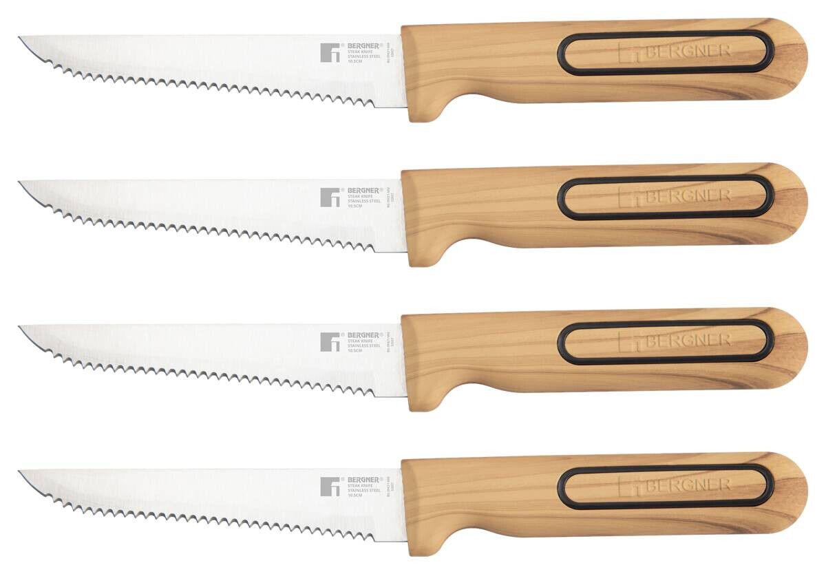 BERGNER Steakmesser-Set CHARCOAL silber Edelstahl B/H/L: ca. 17x2,8x25 cm