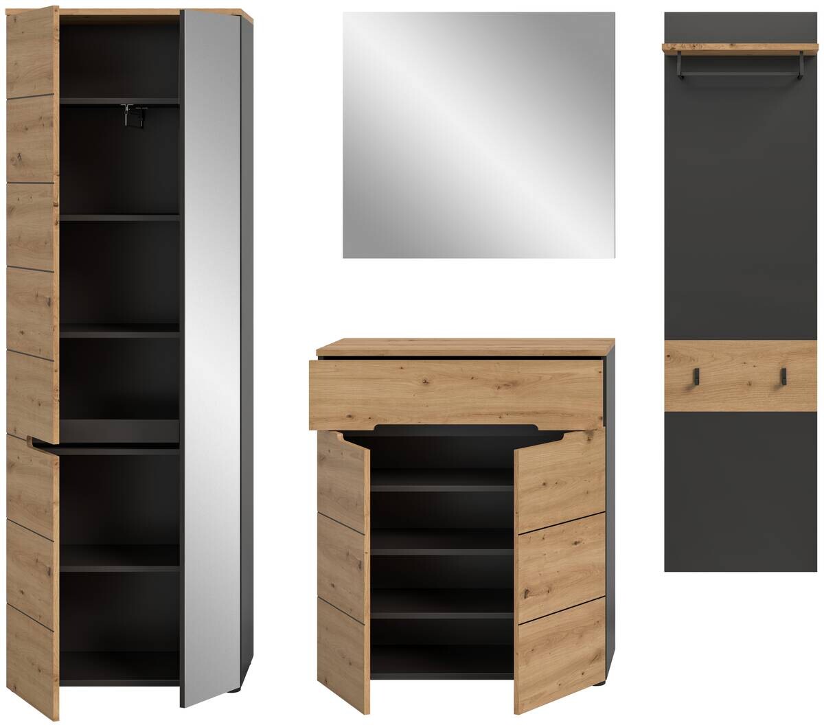 Garderobe Canu basaltgrau Nachbildung Artisan Nachbildung B/H/T: ca. 220x190x37 cm