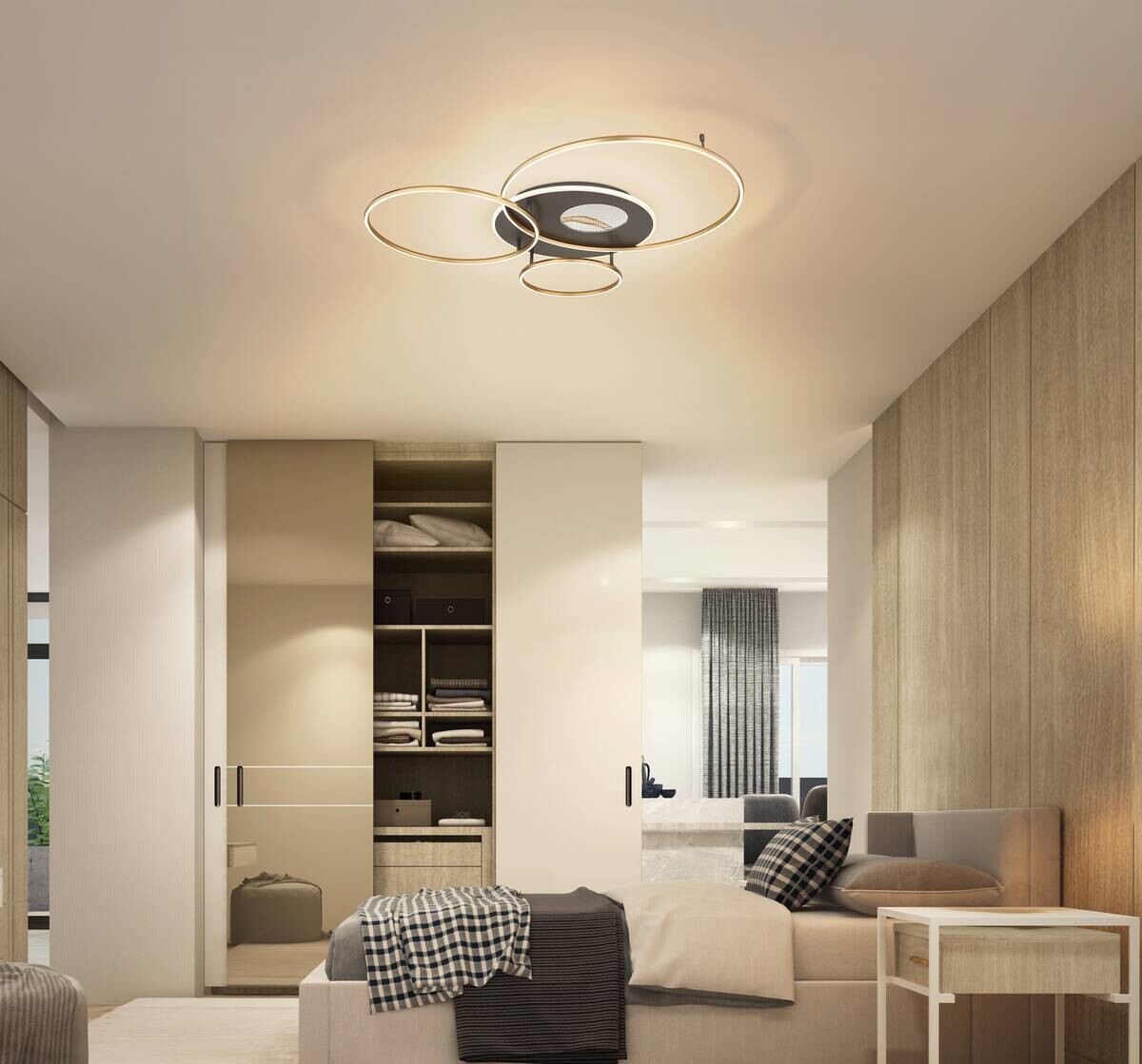 GLOBO Deckenleuchte Invertina anthrazit Opal gold Aluminium Acryl Kunststoff B/H/L: ca. 70x13x90 cm 1 Brennstellen