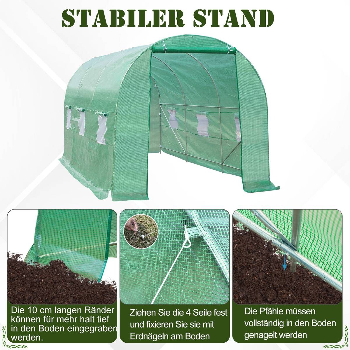 Outsunny Foliengewächshaus B/H/L: ca. 200x200x450 cm