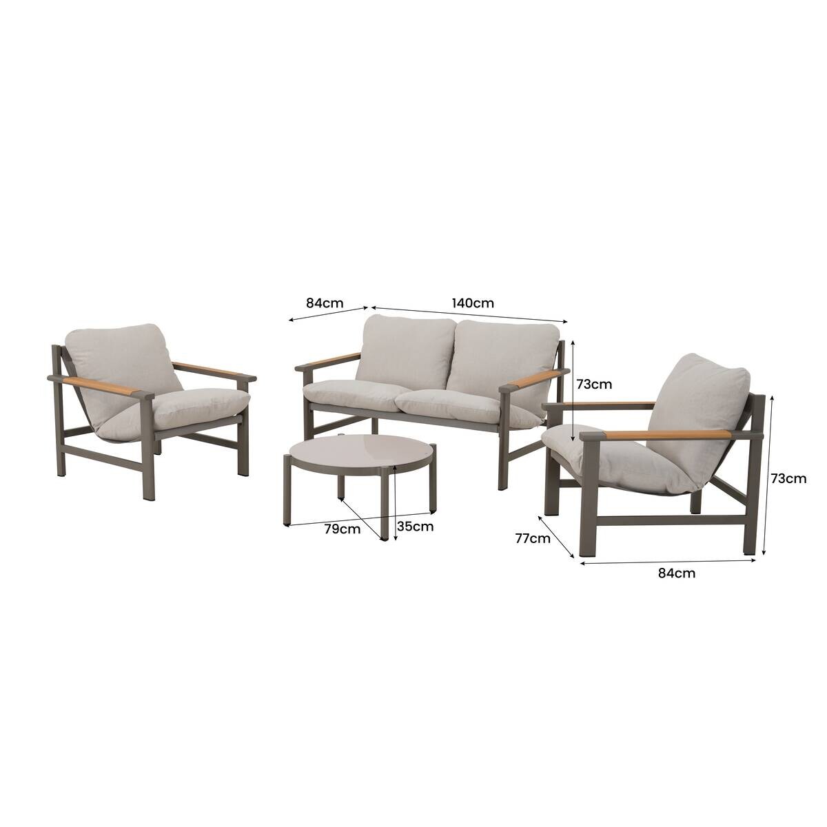 POCOline Gartensitzgruppe Kos grau Alu