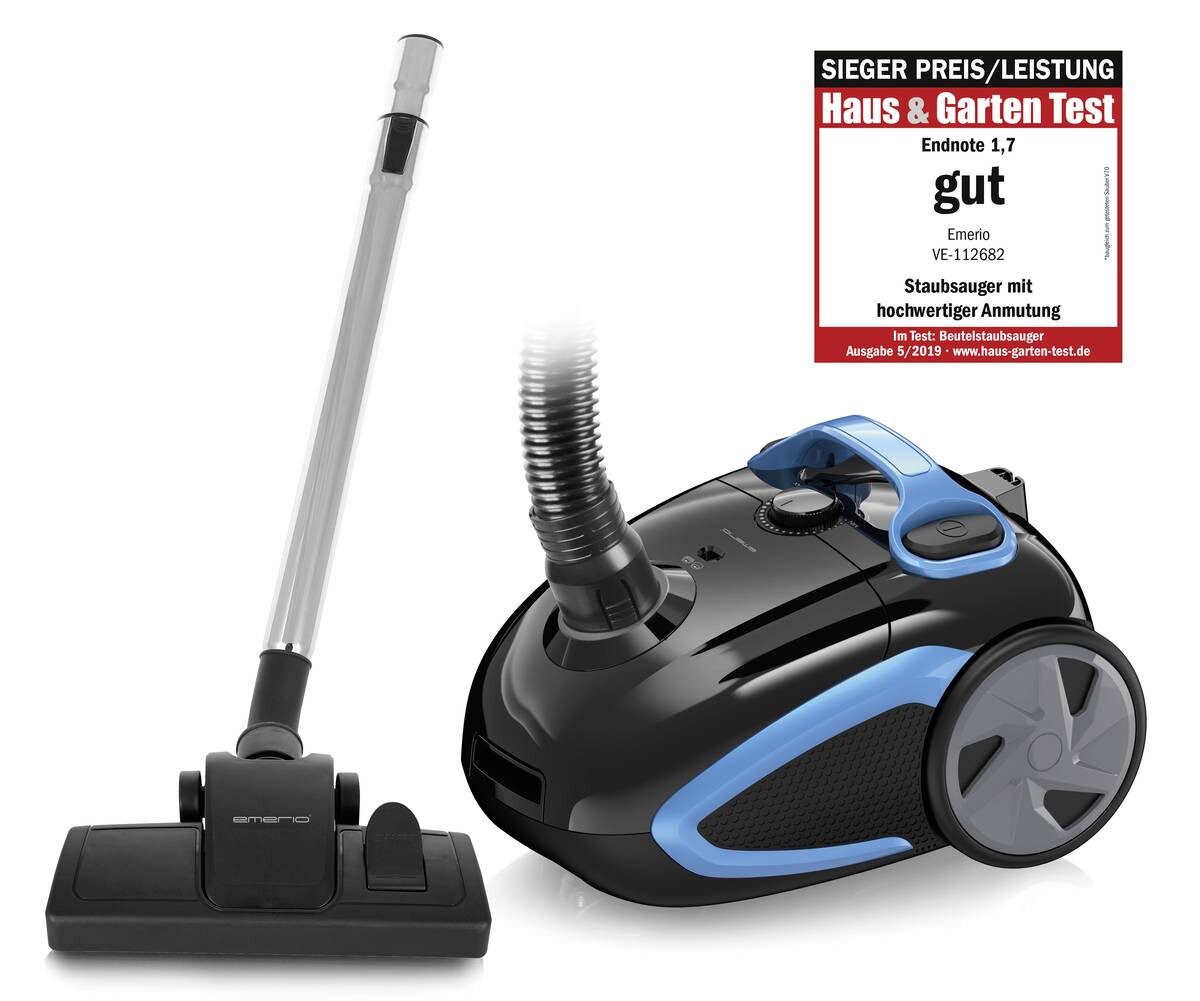 Emerio Bodenstaubsauger VE-112682.8 schwarz blau Kunststoff Metall B/H/L: ca. 27x24x35 cm