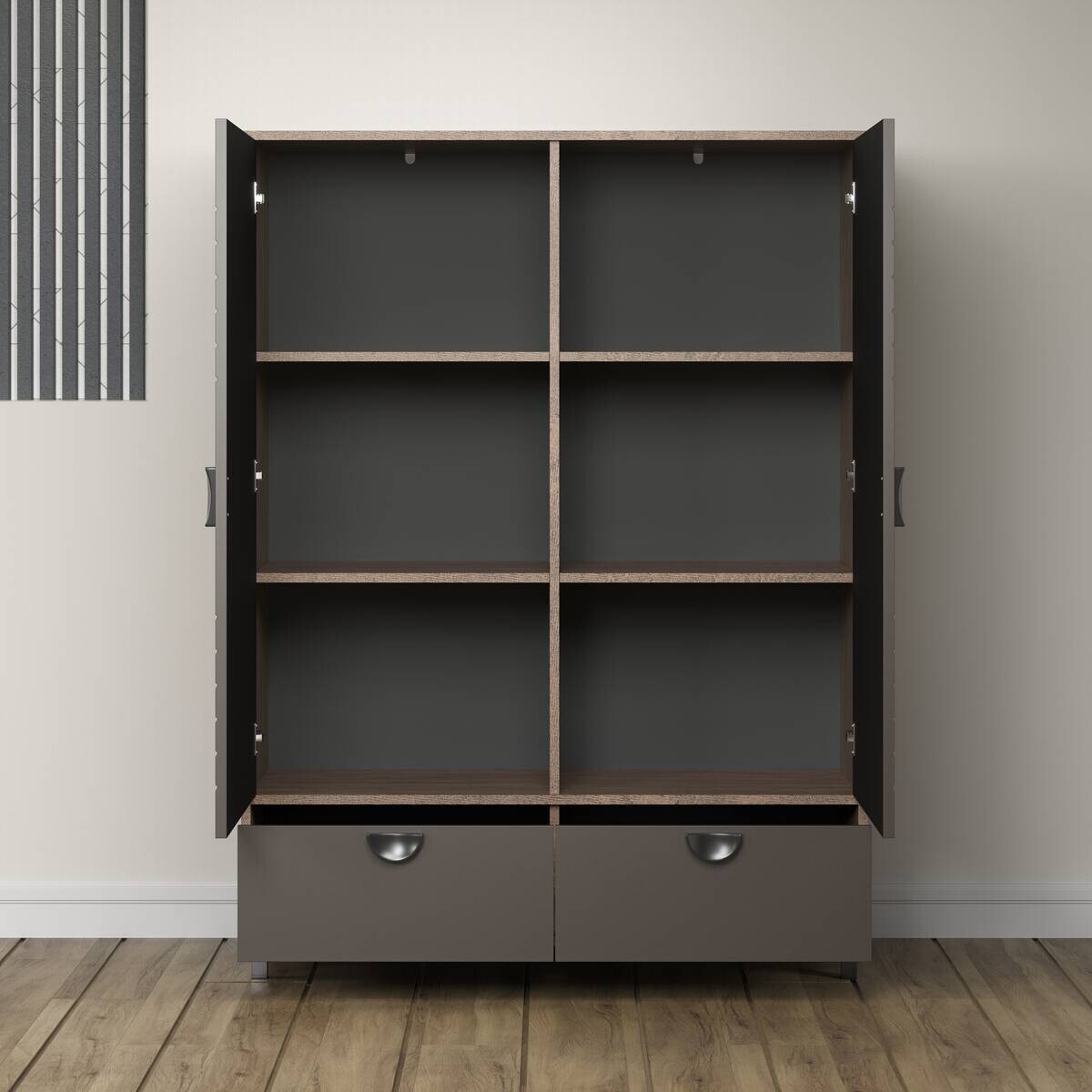 Highboard Fusion Eiche dunkel Nachbildung bronze Optik B/H/T: ca. 120x163x42 cm