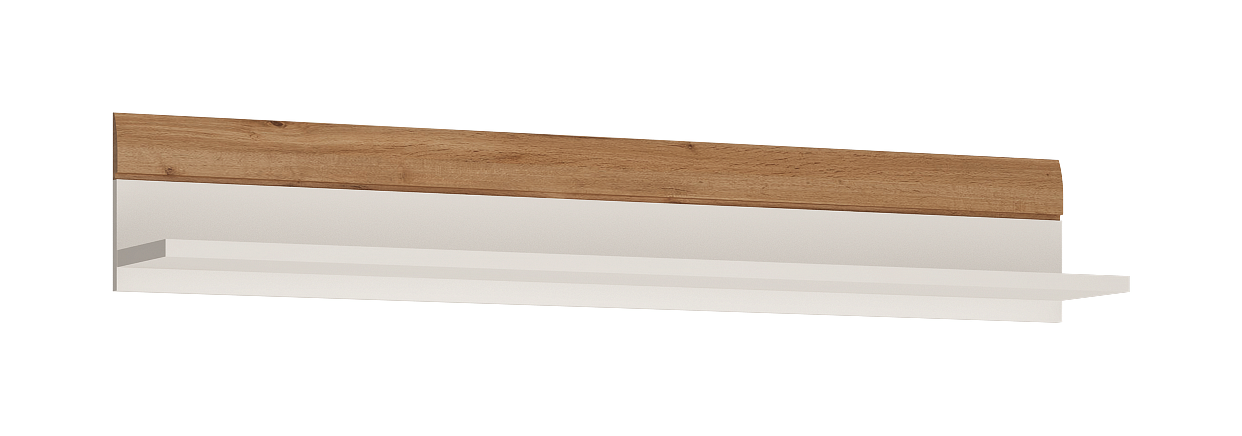 Wandboard Merida weiß weiß hochglänzend Eiche Wotan B/H/T: ca. 140x23x22 cm